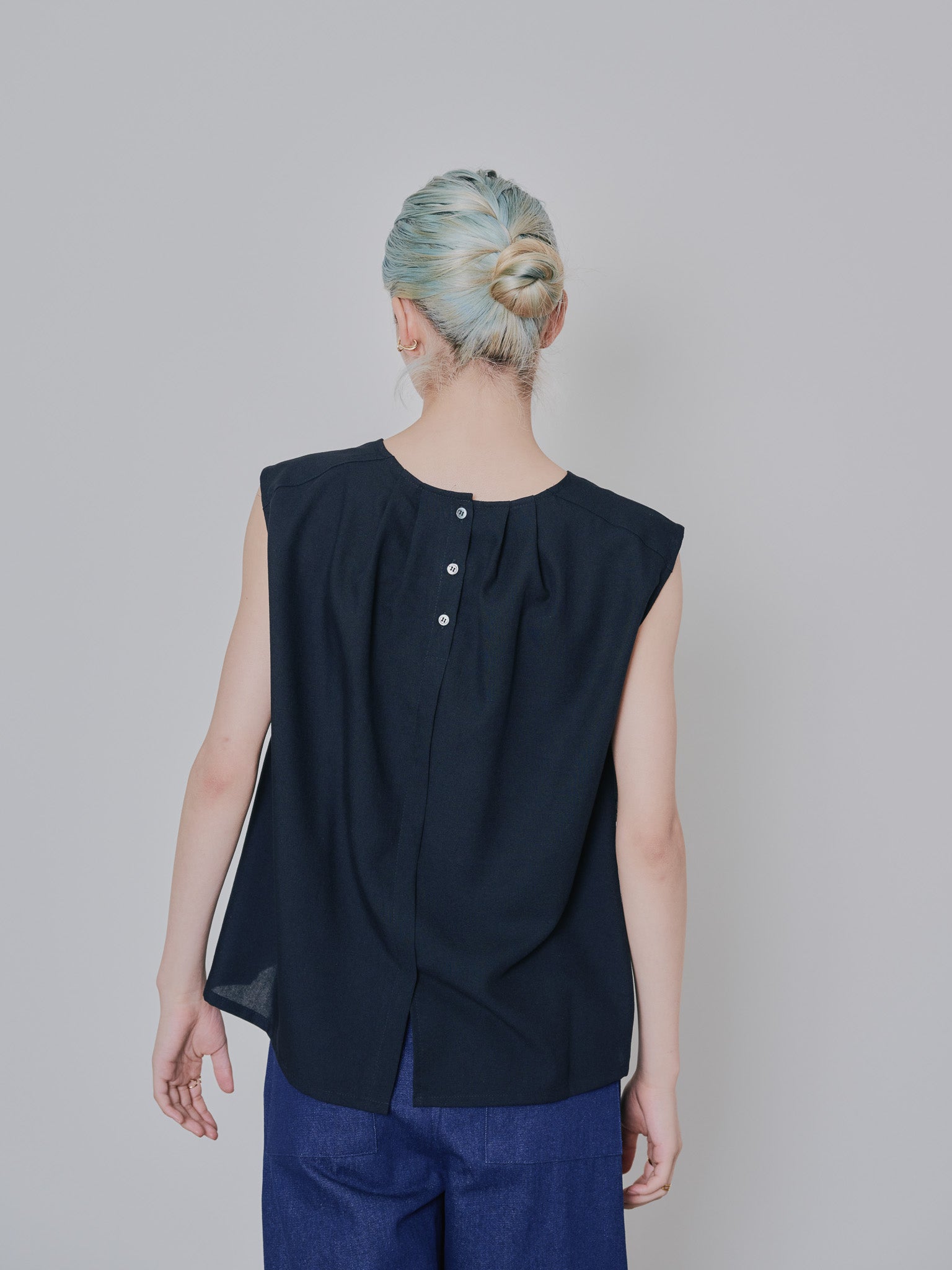 フロントリーフジャガードトップス [603307] black