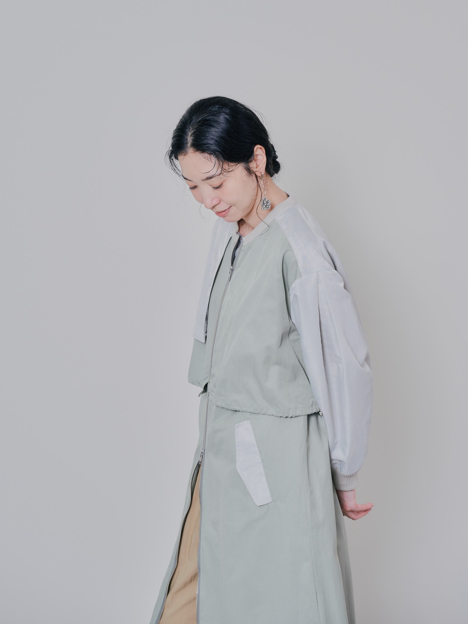 ミリタリーライク配色トレンチコート [601271] khaki