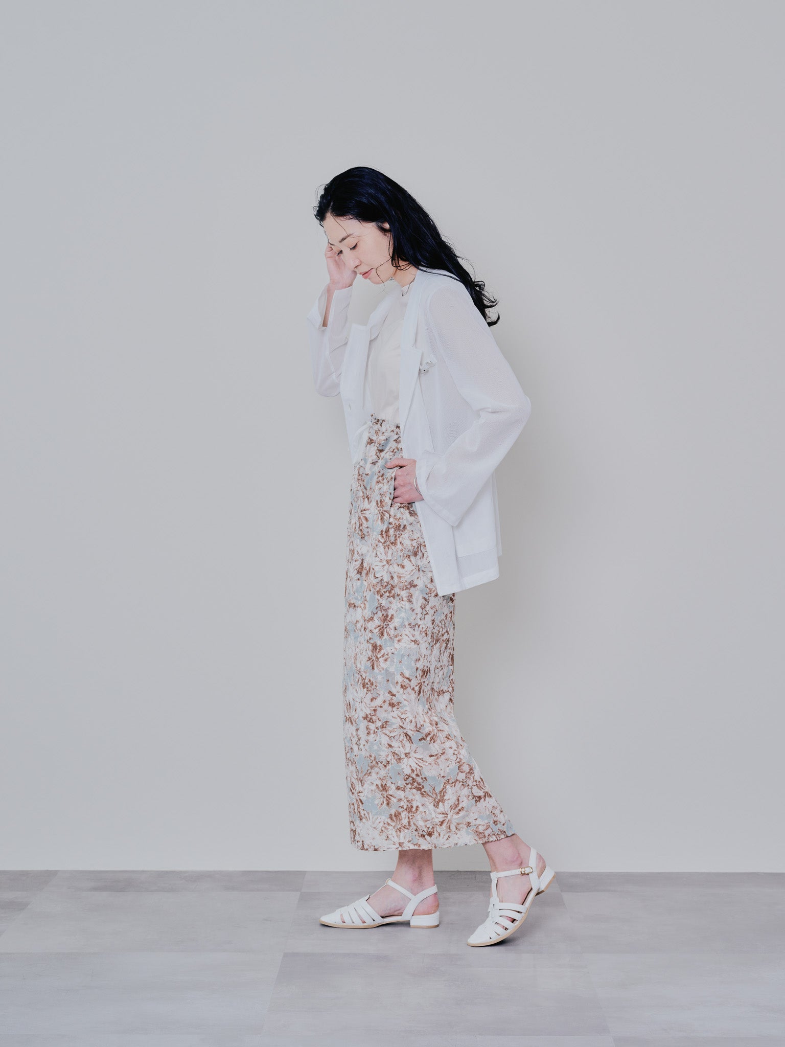 アートフラワープリントタンクワンピース [603323] mint green