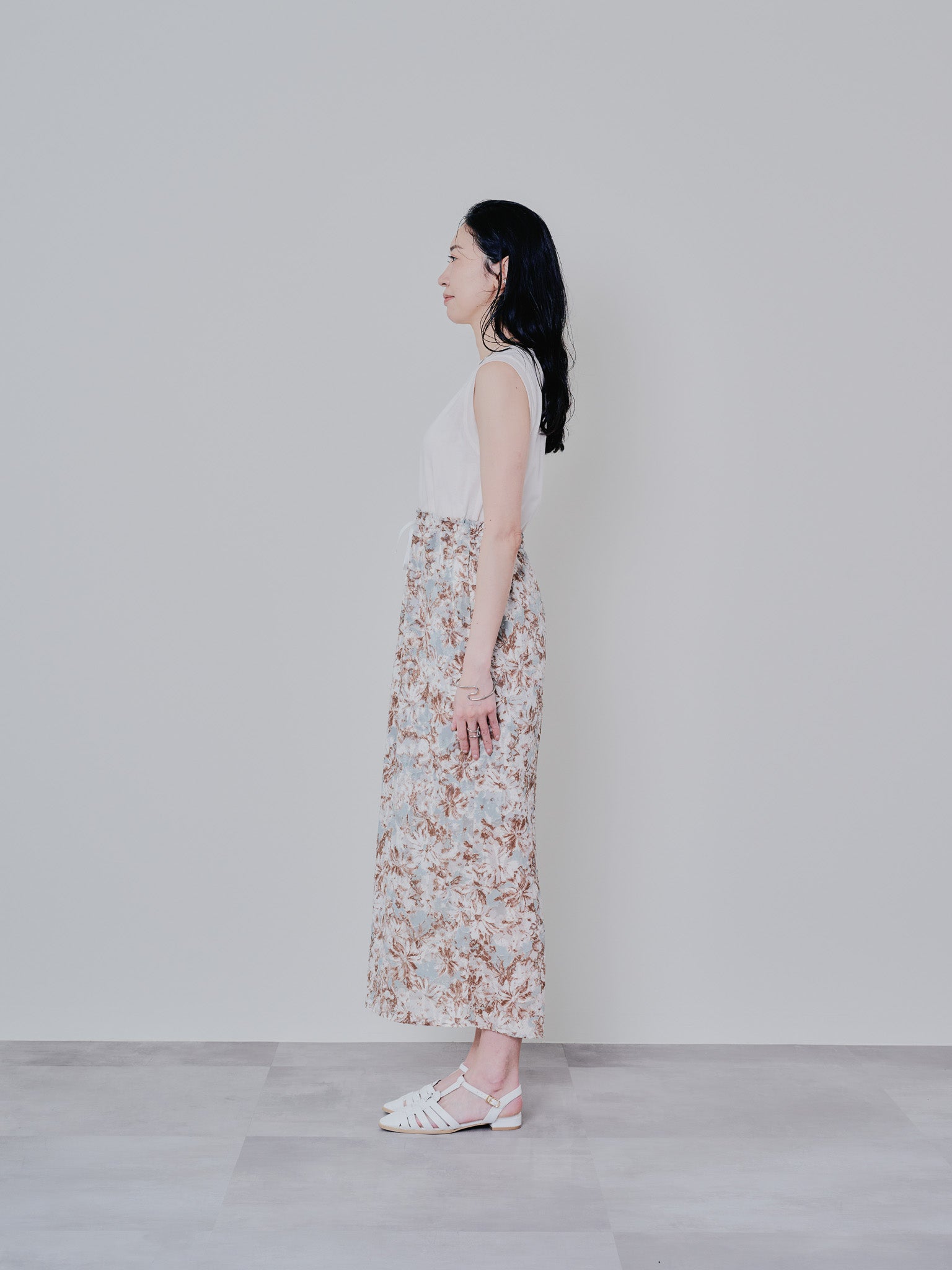 アートフラワープリントタンクワンピース [603323] mint green