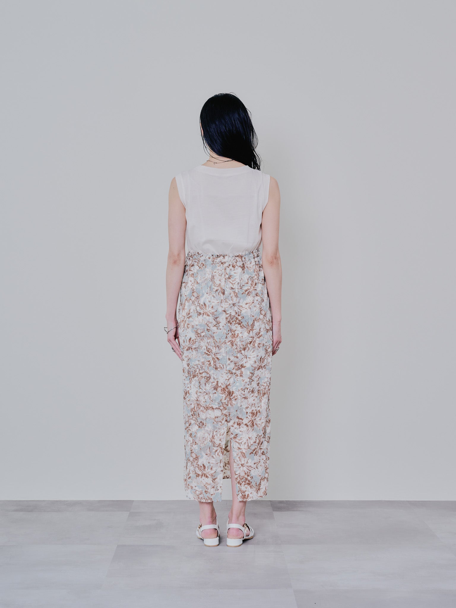 アートフラワープリントタンクワンピース [603323] mint green