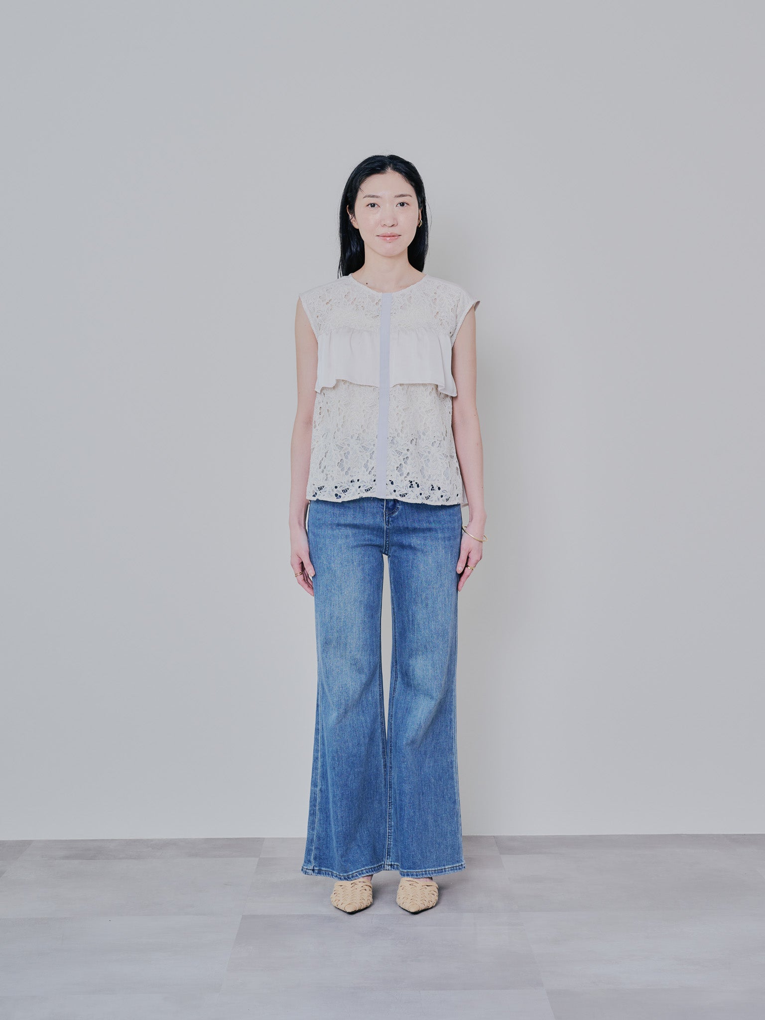 フロントティアードレースブラウス [603326] beige