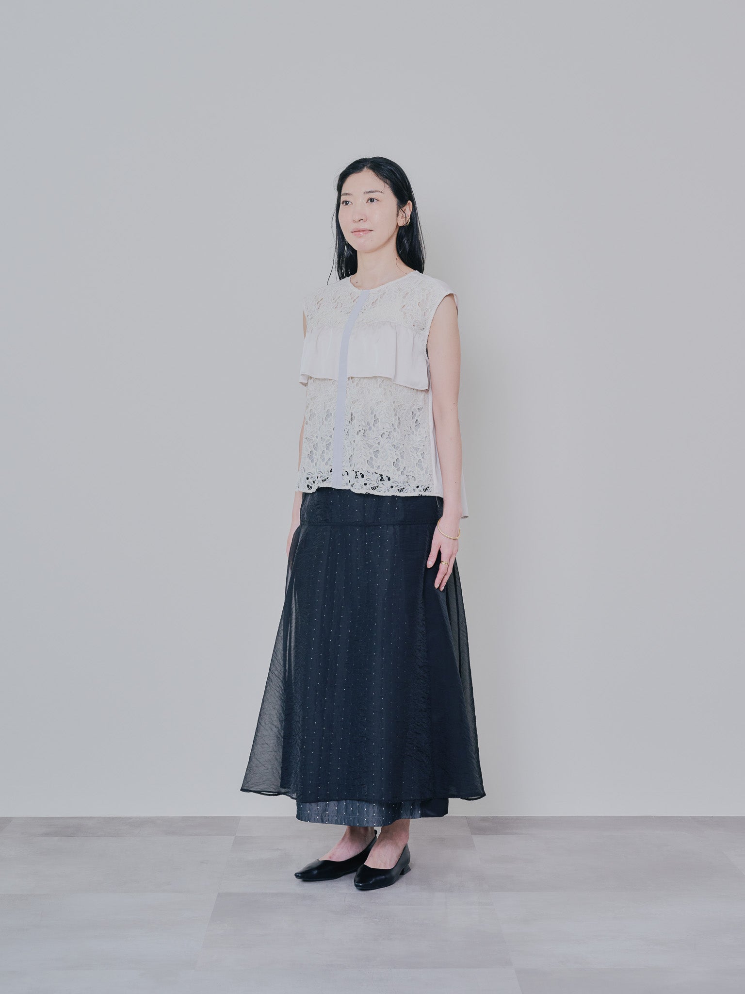 フロントティアードレースブラウス [603326] beige