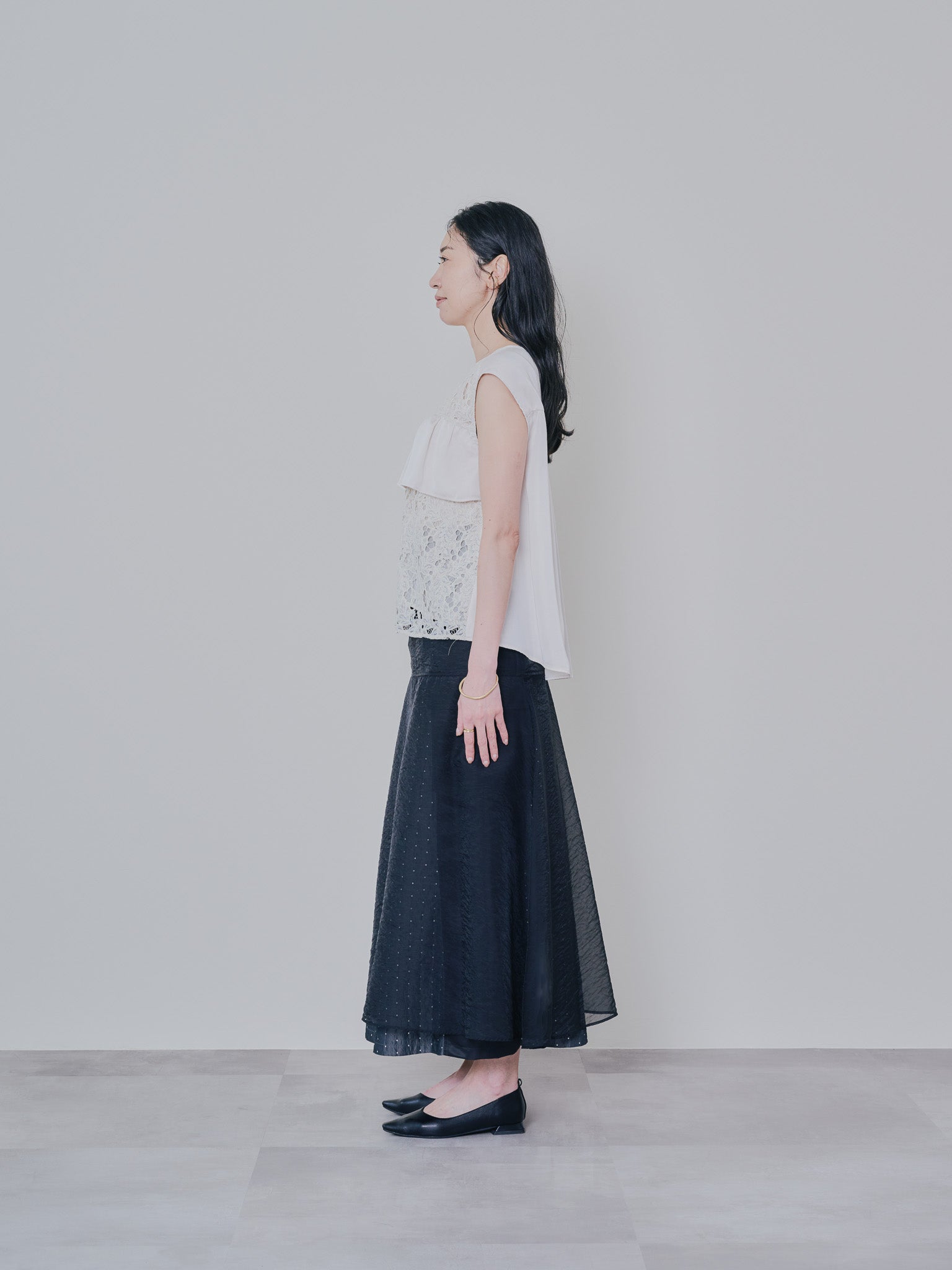 フロントティアードレースブラウス [603326] beige