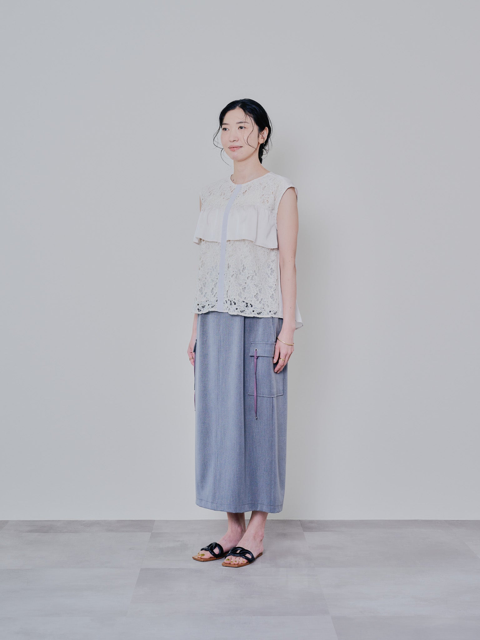 フロントティアードレースブラウス [603326] beige