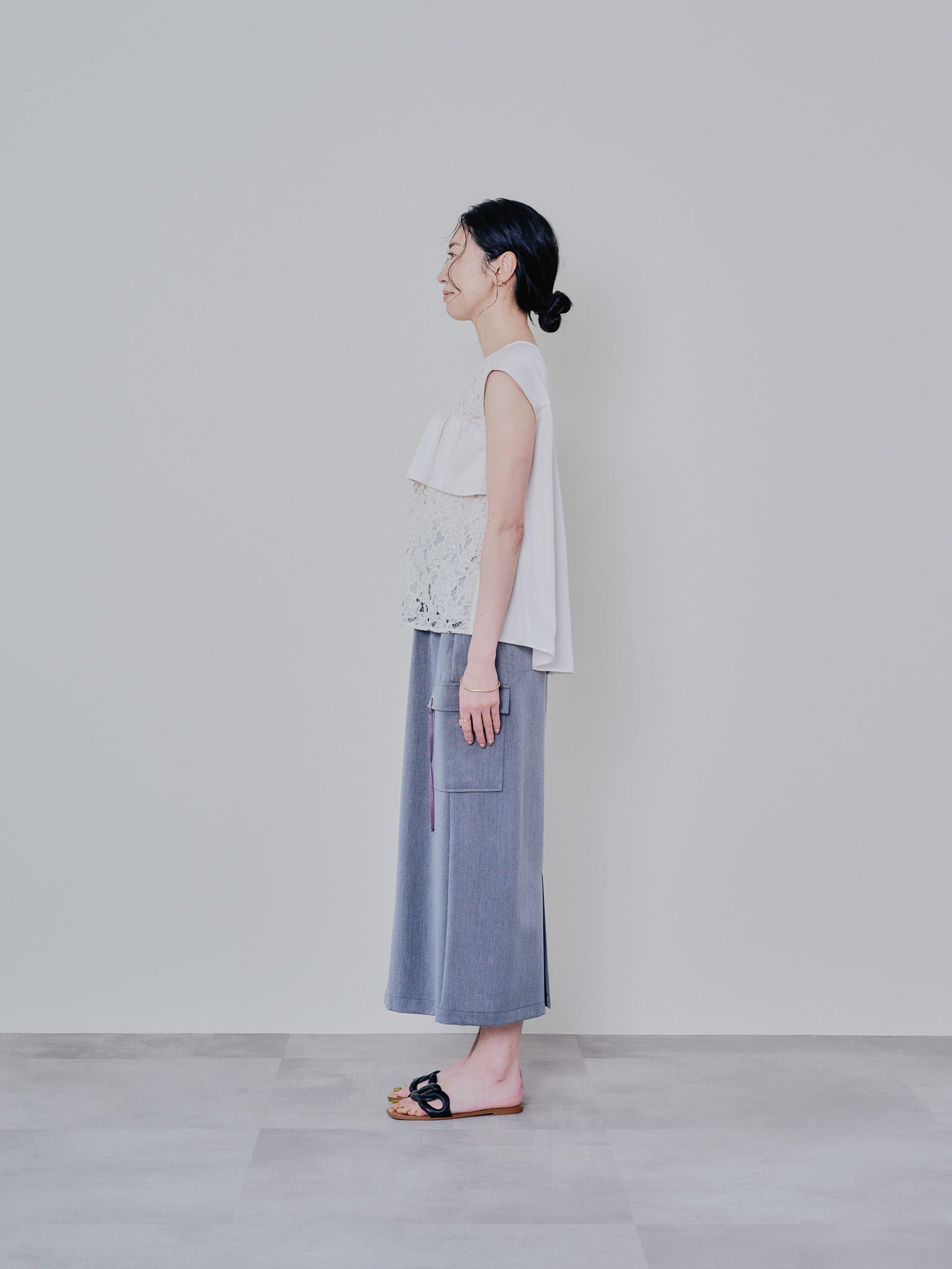 フロントティアードレースブラウス [603326] beige