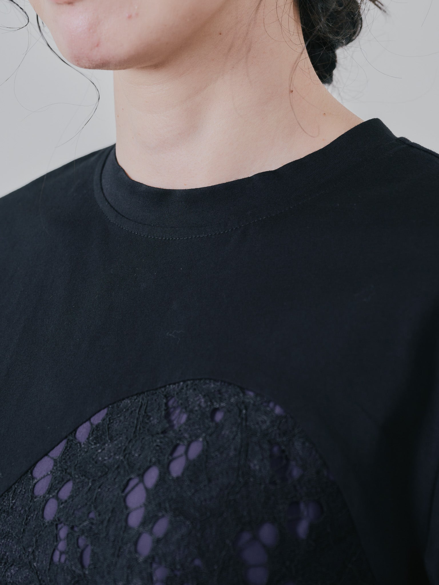 バックタイヘムレース切替トップス [603327] black