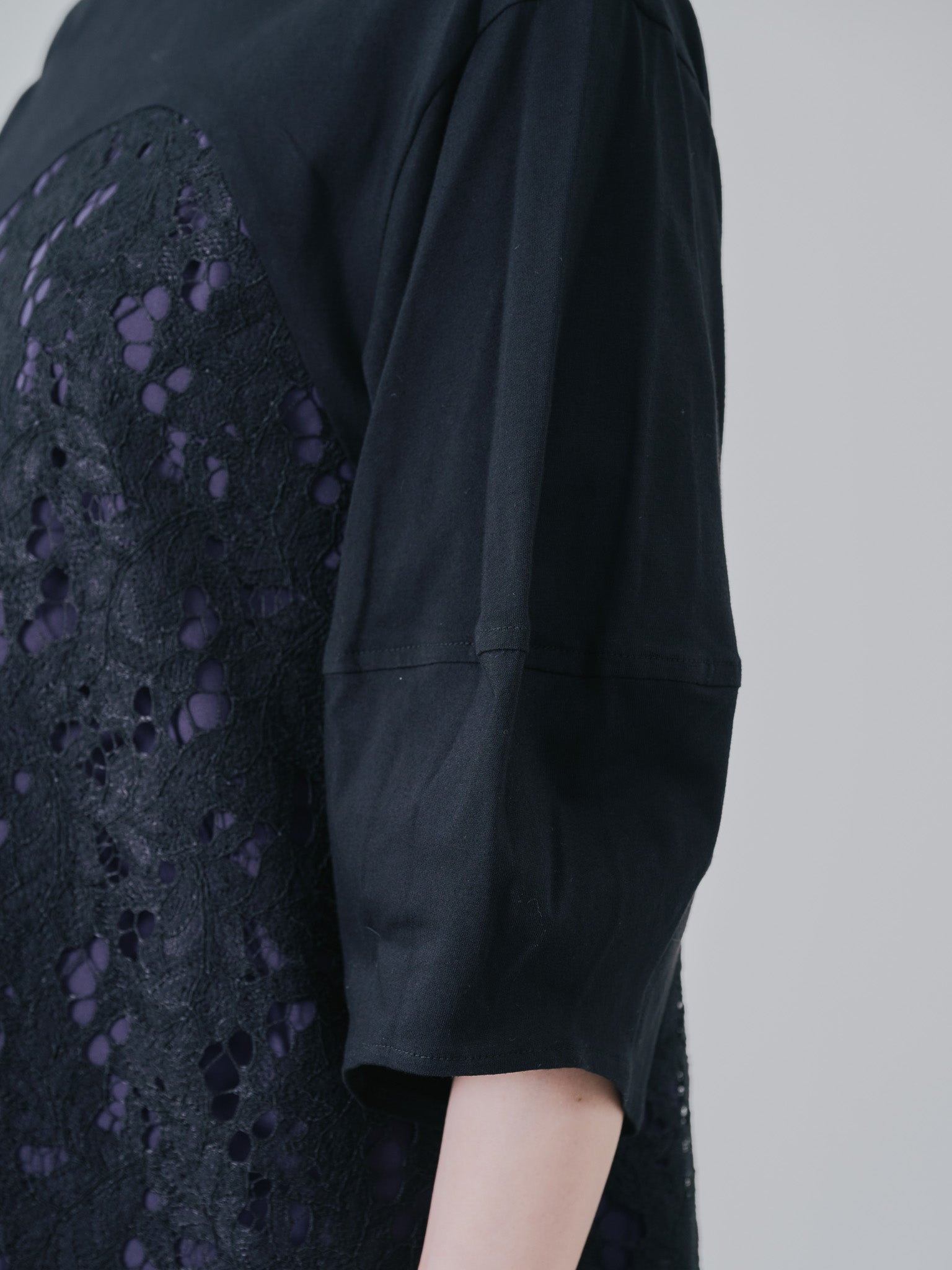 バックタイヘムレース切替トップス [603327] black