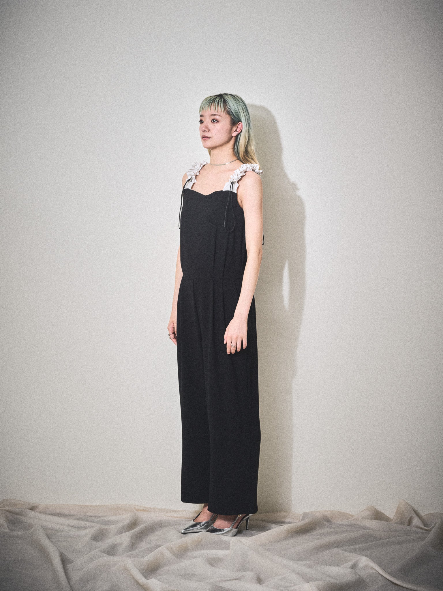 ギャザーストラップオールインワン [601321] black