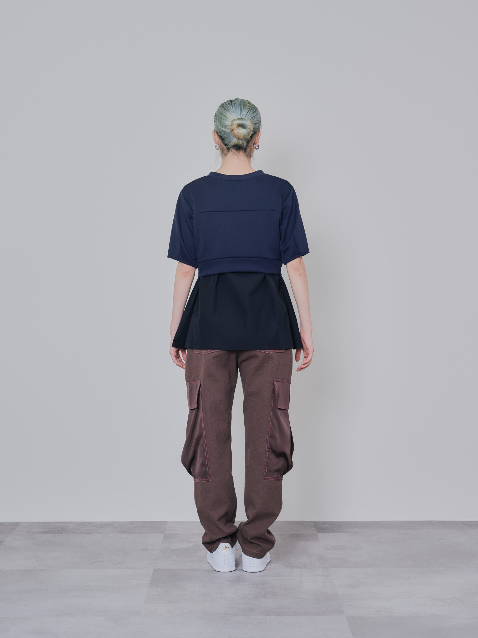 ビックサテンミリタリーポケット配色ステッチパンツ [601359] brown