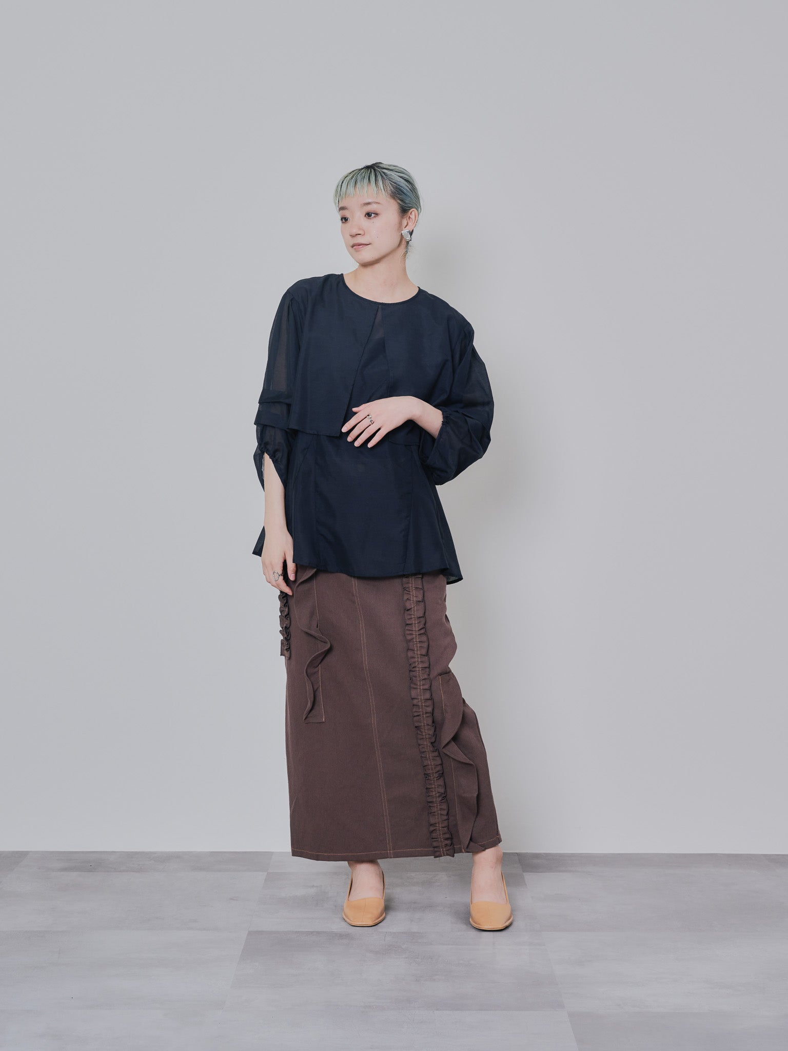 ケープライクシアーチュニックブラウス [603329] black
