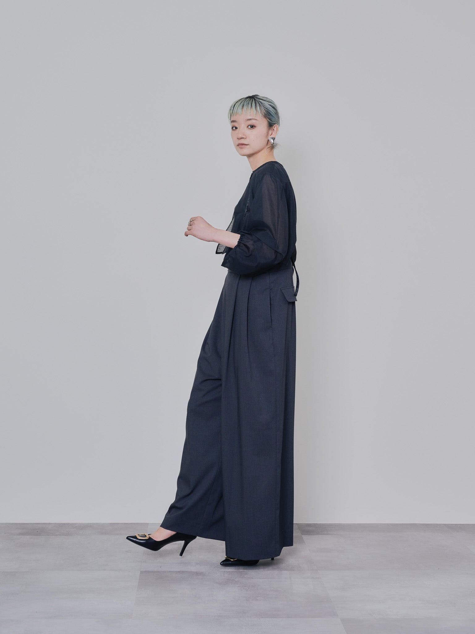 ベロアサスペンダー付パンツ [603332] charcoal