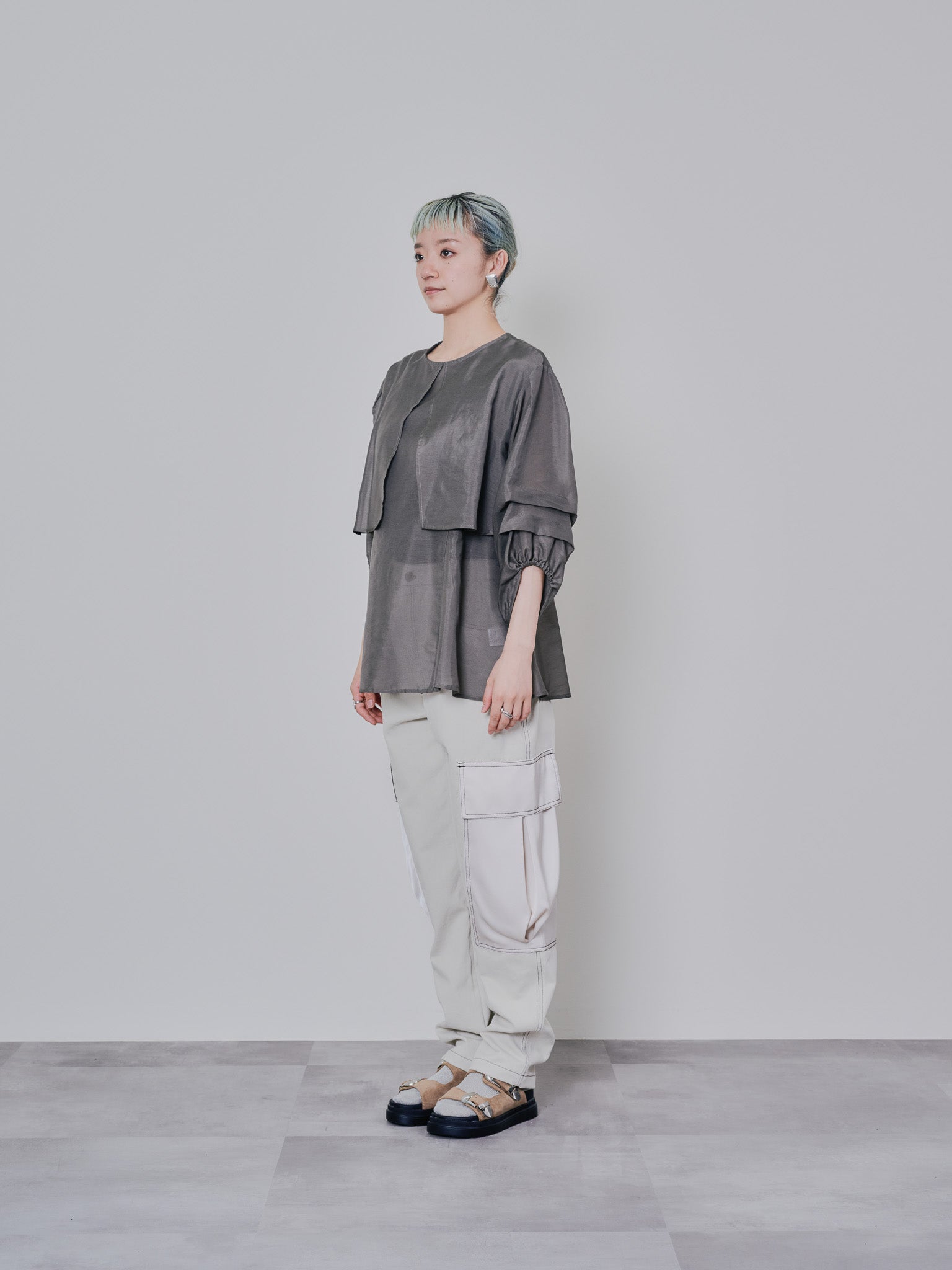 ケープライクシアーチュニックブラウス [603329] khaki