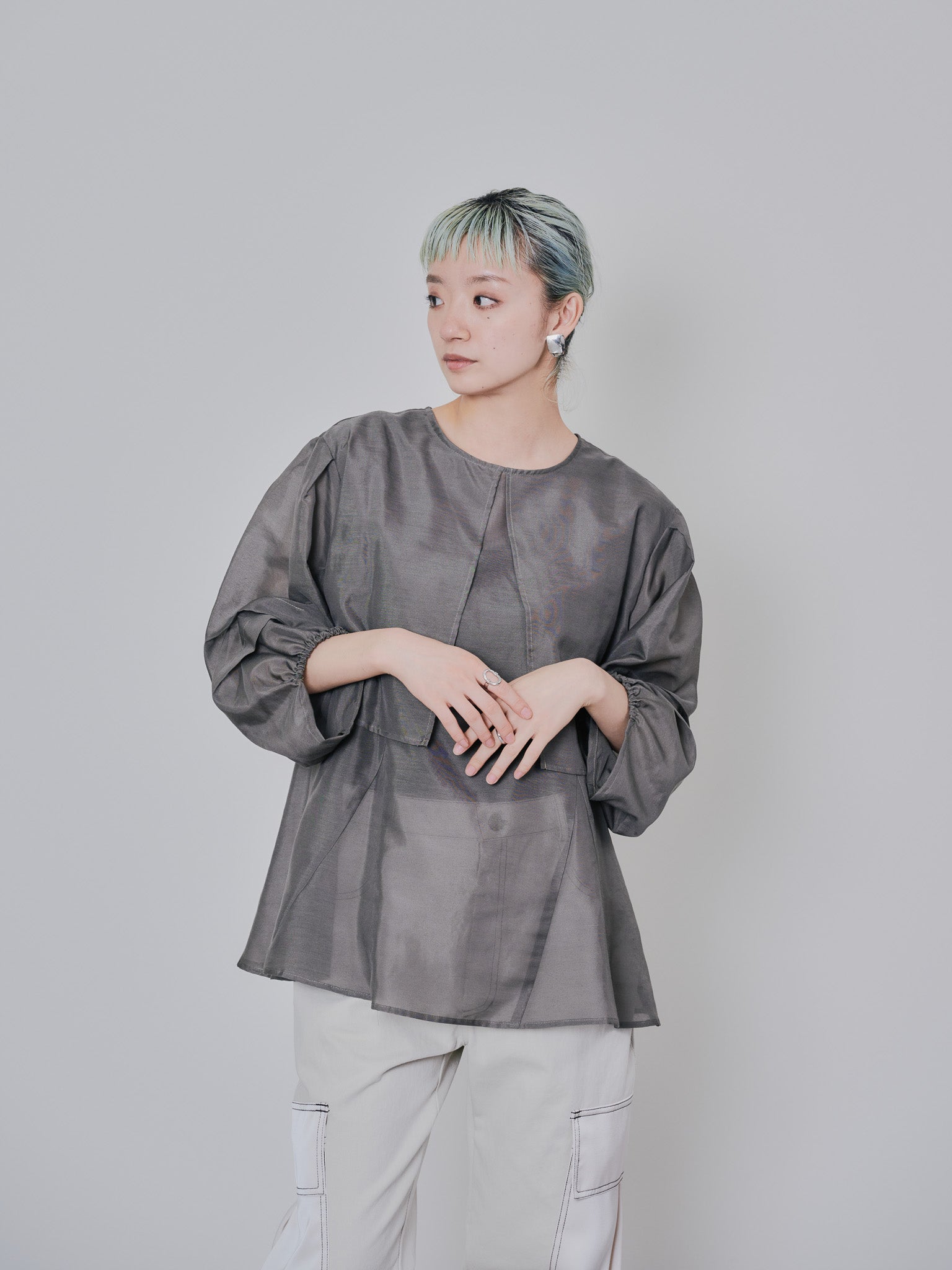 ケープライクシアーチュニックブラウス [603329] khaki