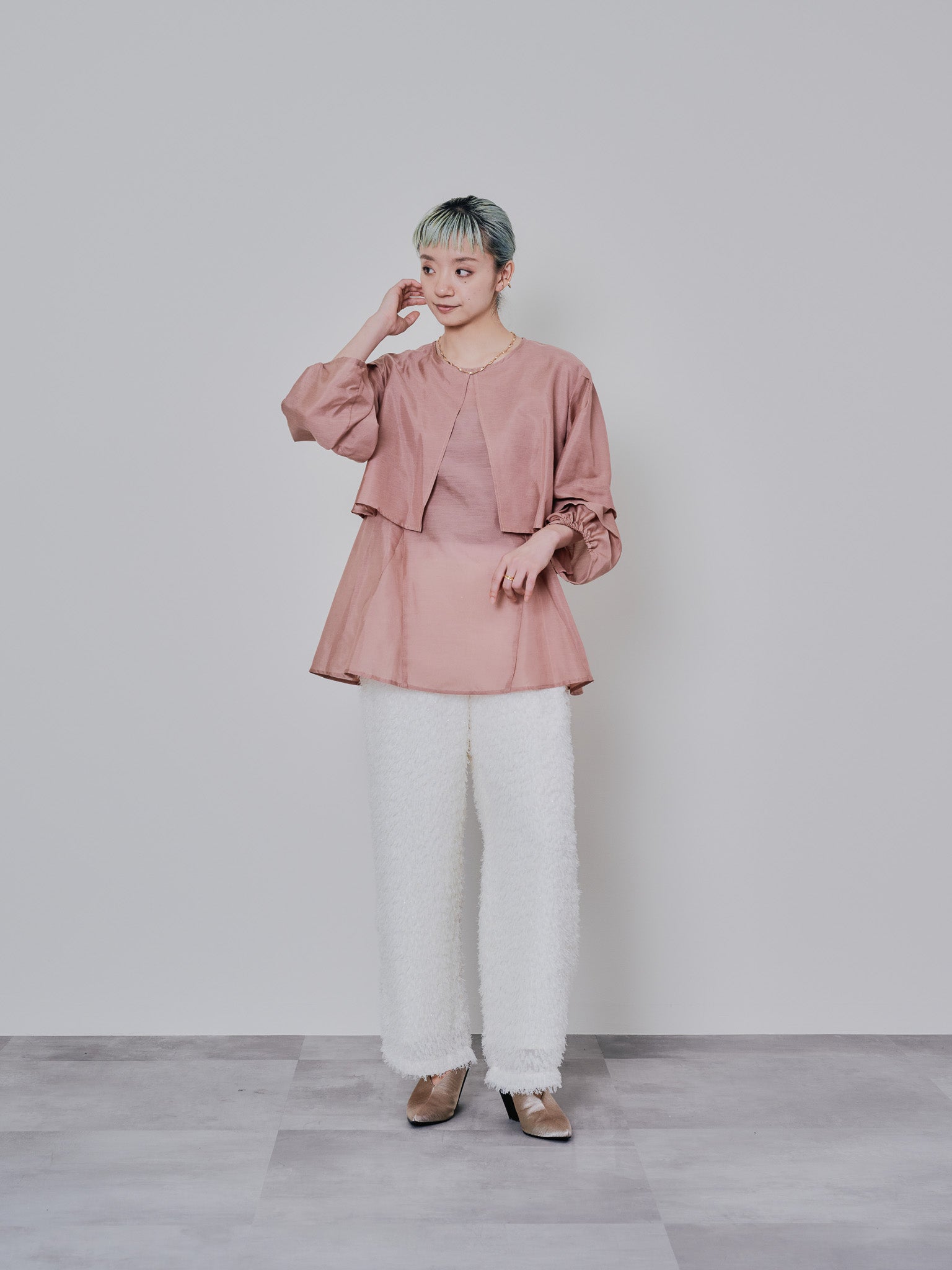 ケープライクシアーチュニックブラウス [603329] pink