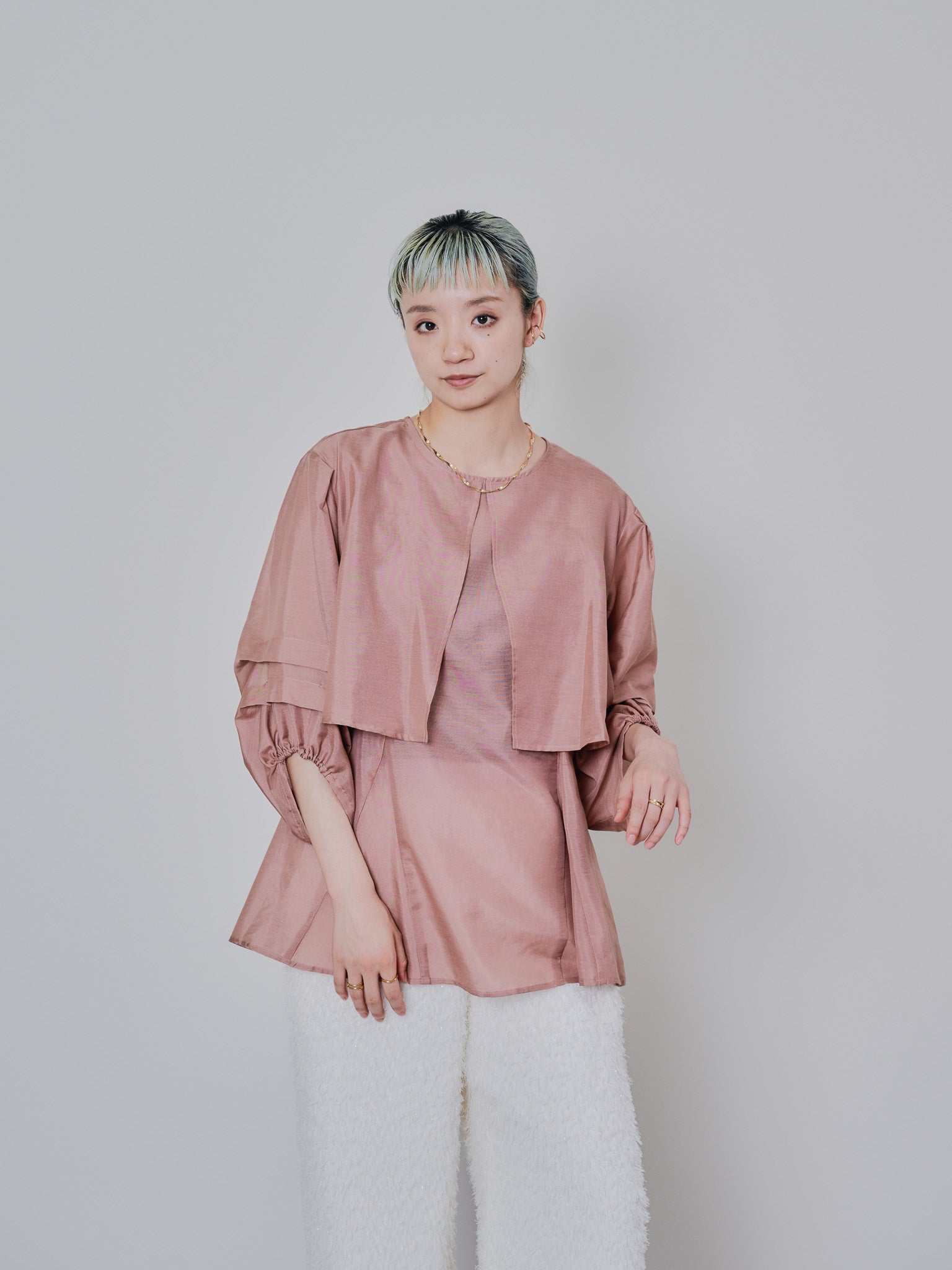 ケープライクシアーチュニックブラウス [603329] pink