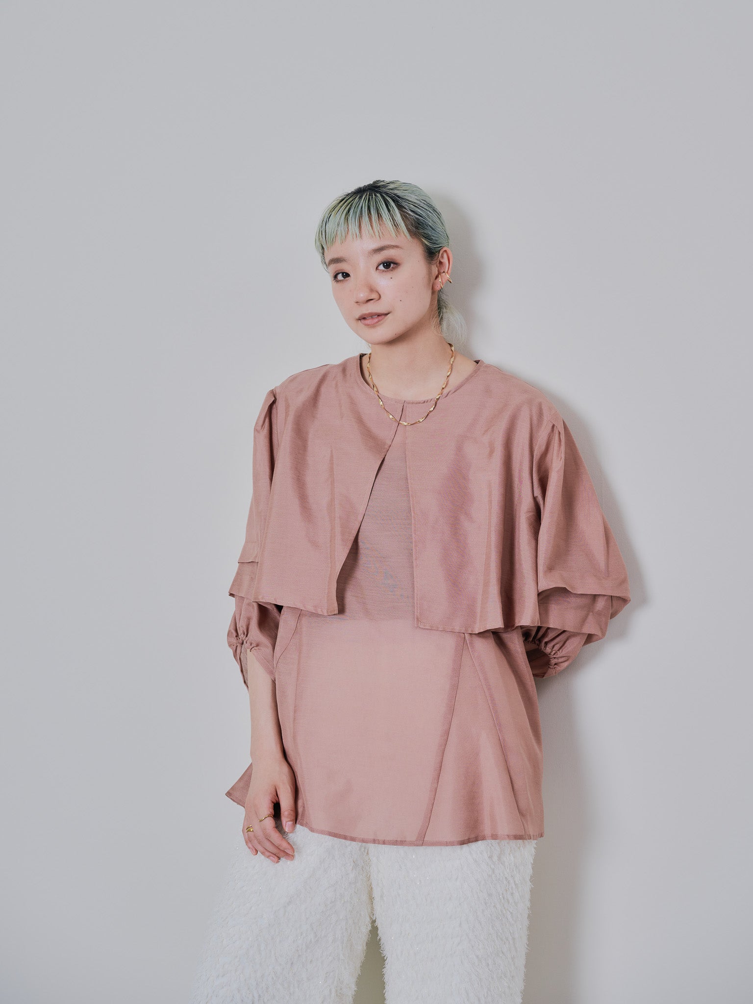 ケープライクシアーチュニックブラウス [603329] pink
