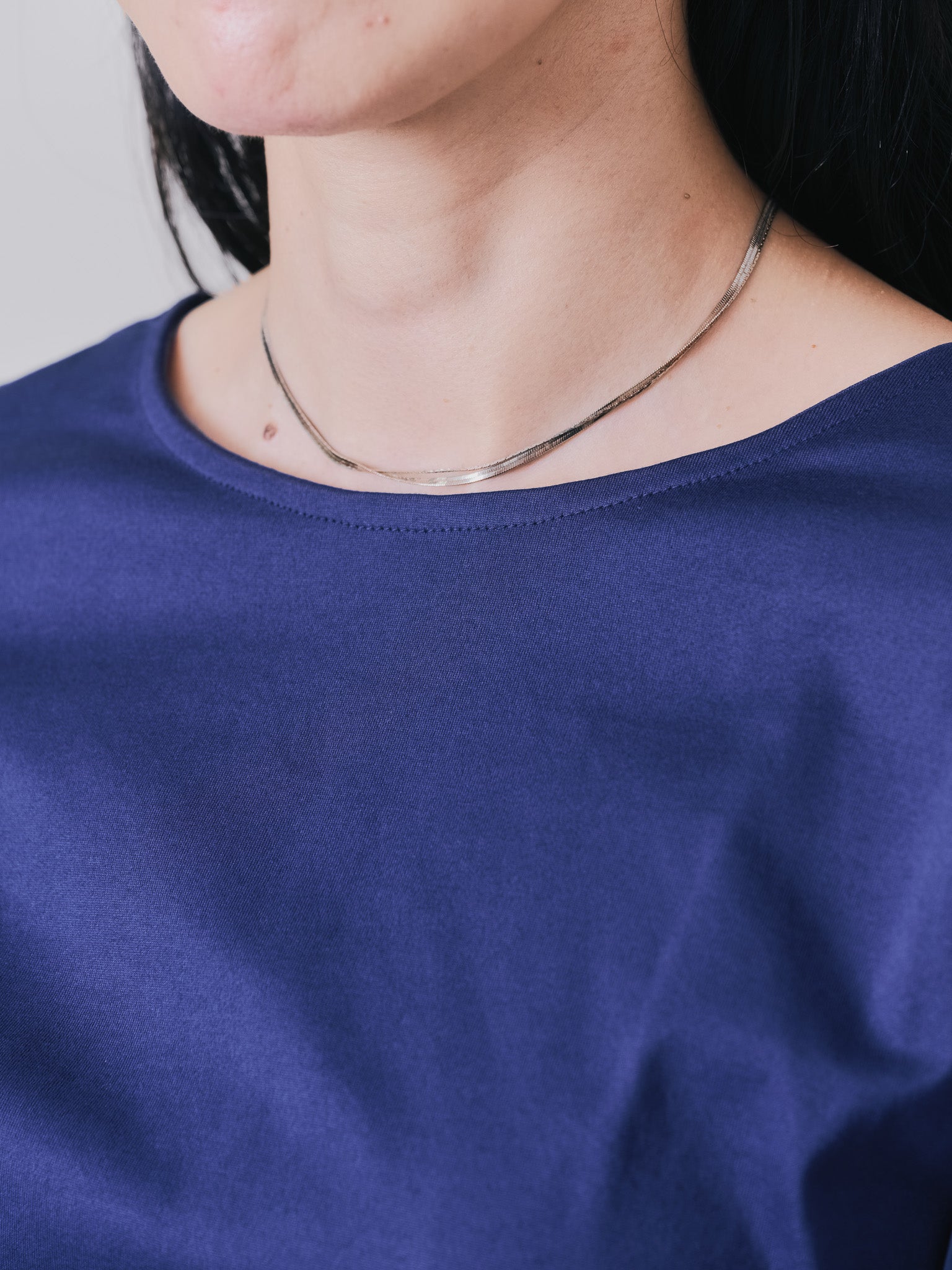 フリルスリーブ配色ステッチヘムシアートップス [603328] navy