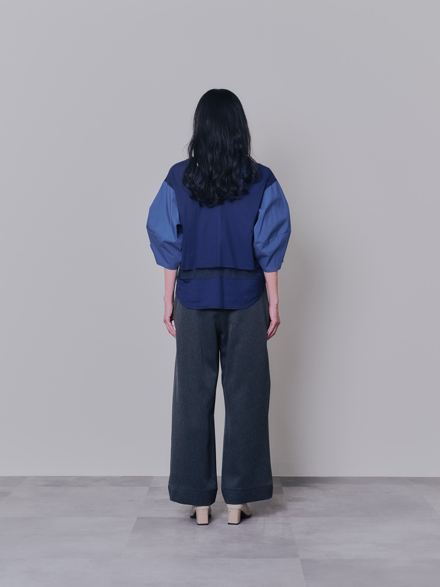 フロントリボンワイドタックパンツ [603330] charcoal