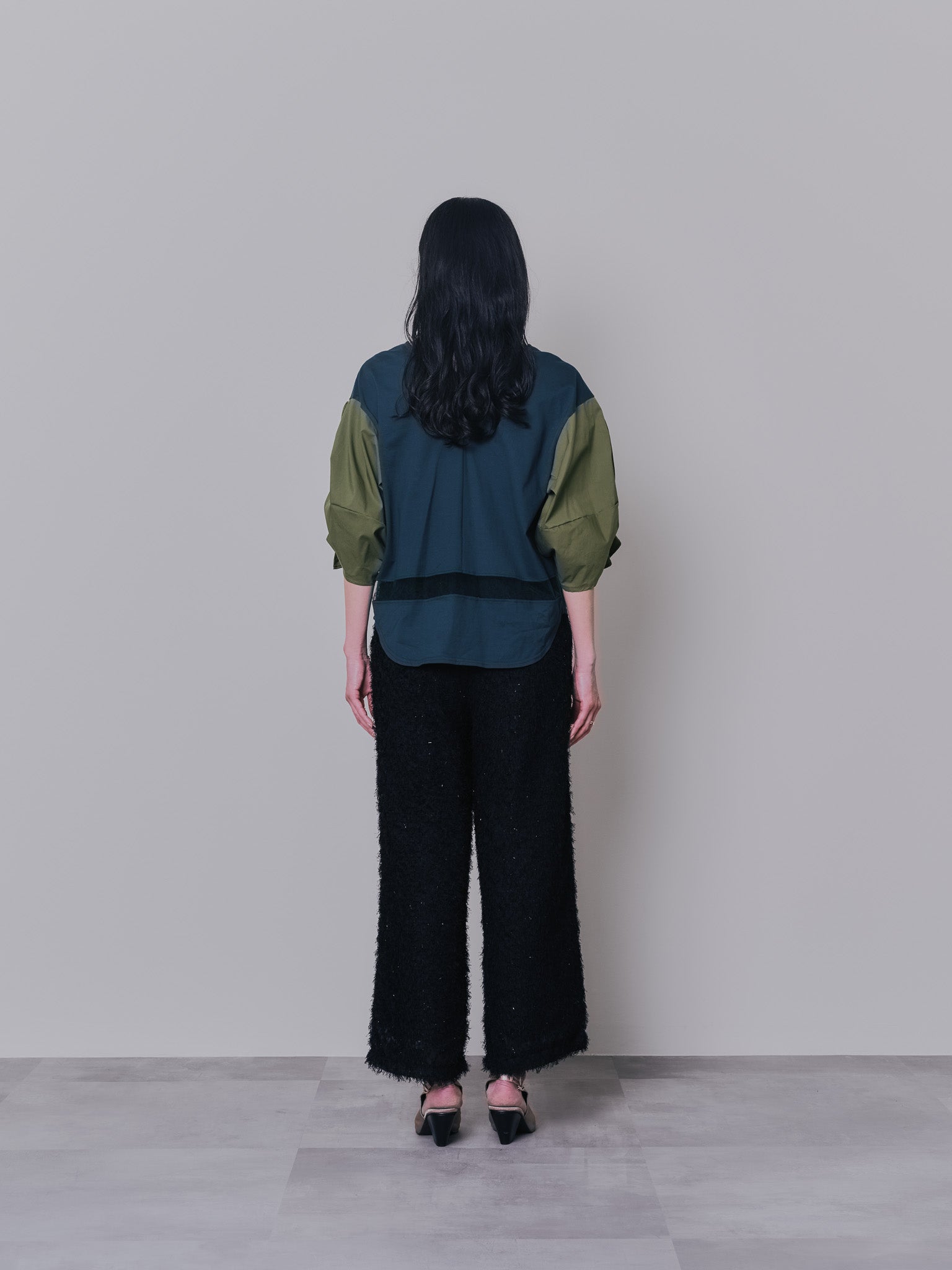 フリンジジャガードパンツ [601381] black