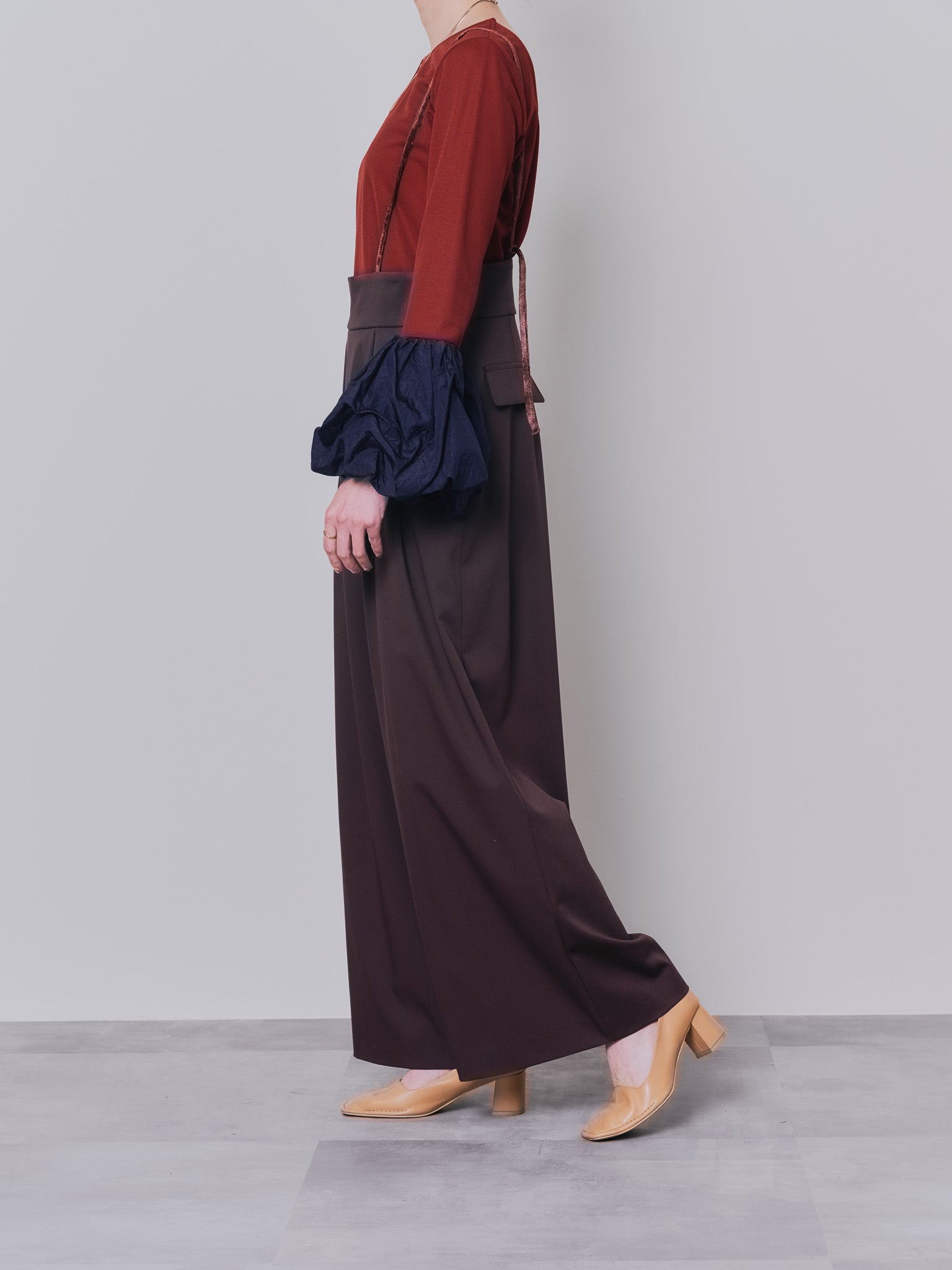 【TIME SALE 10/21 17:00まで!!】ベロアサスペンダー付パンツ [603332] brown