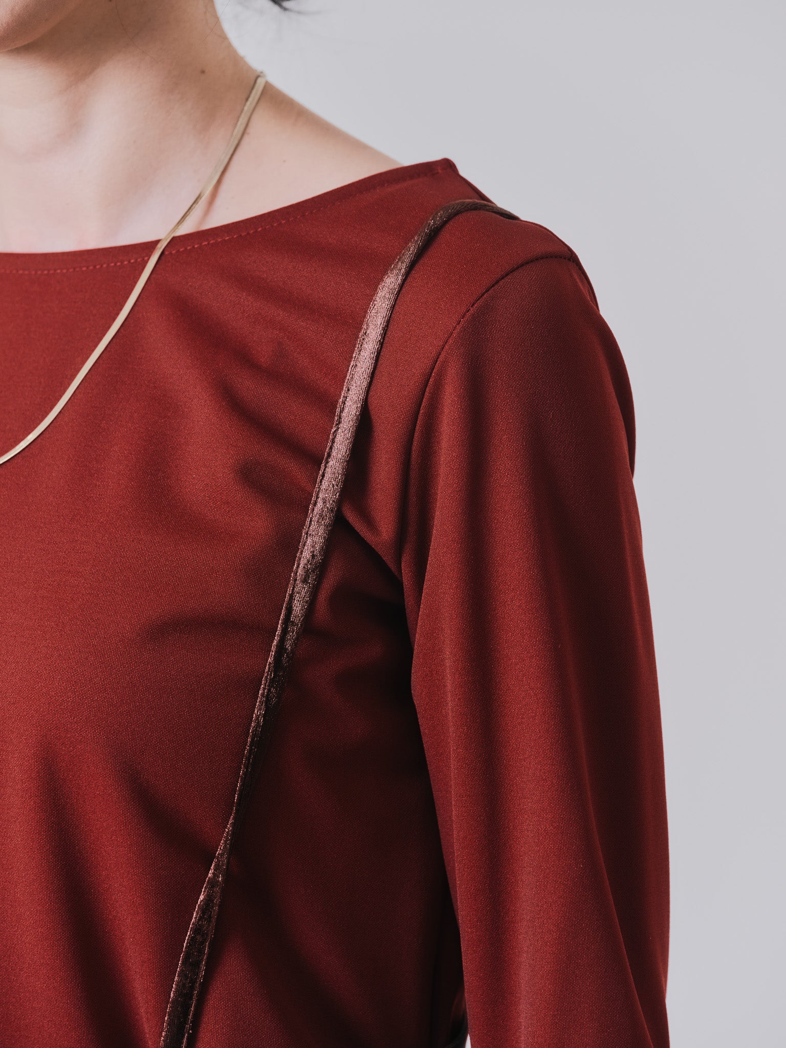 【TIME SALE 10/21 17:00まで!!】配色バルーンスリーブトップス [601371] wine red