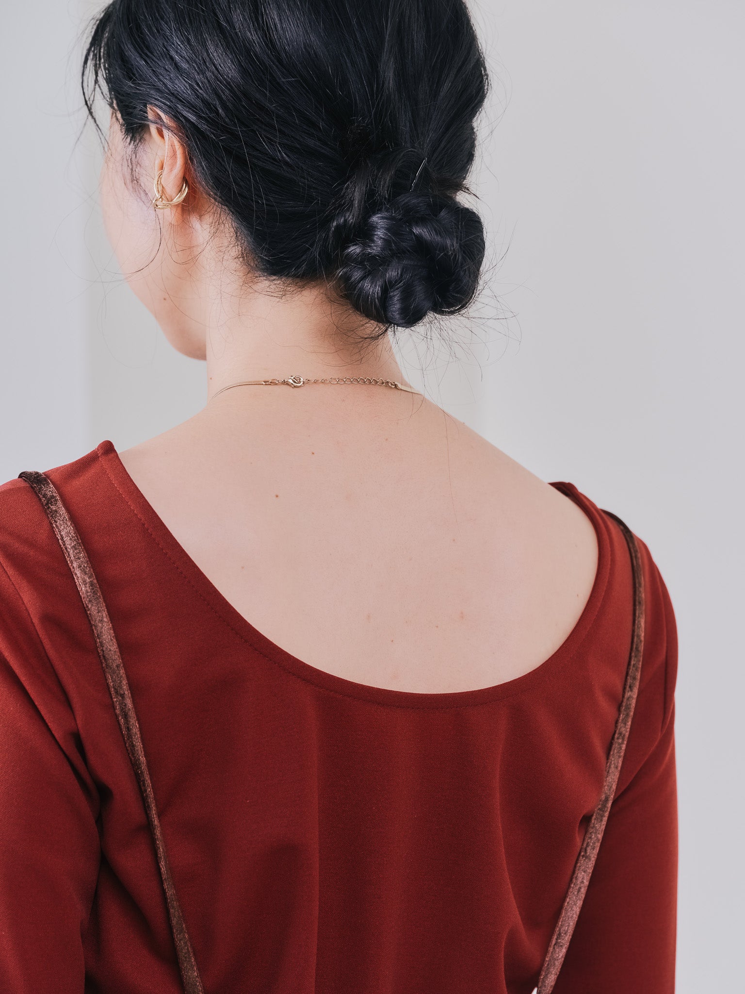 【TIME SALE 10/21 17:00まで!!】配色バルーンスリーブトップス [601371] wine red