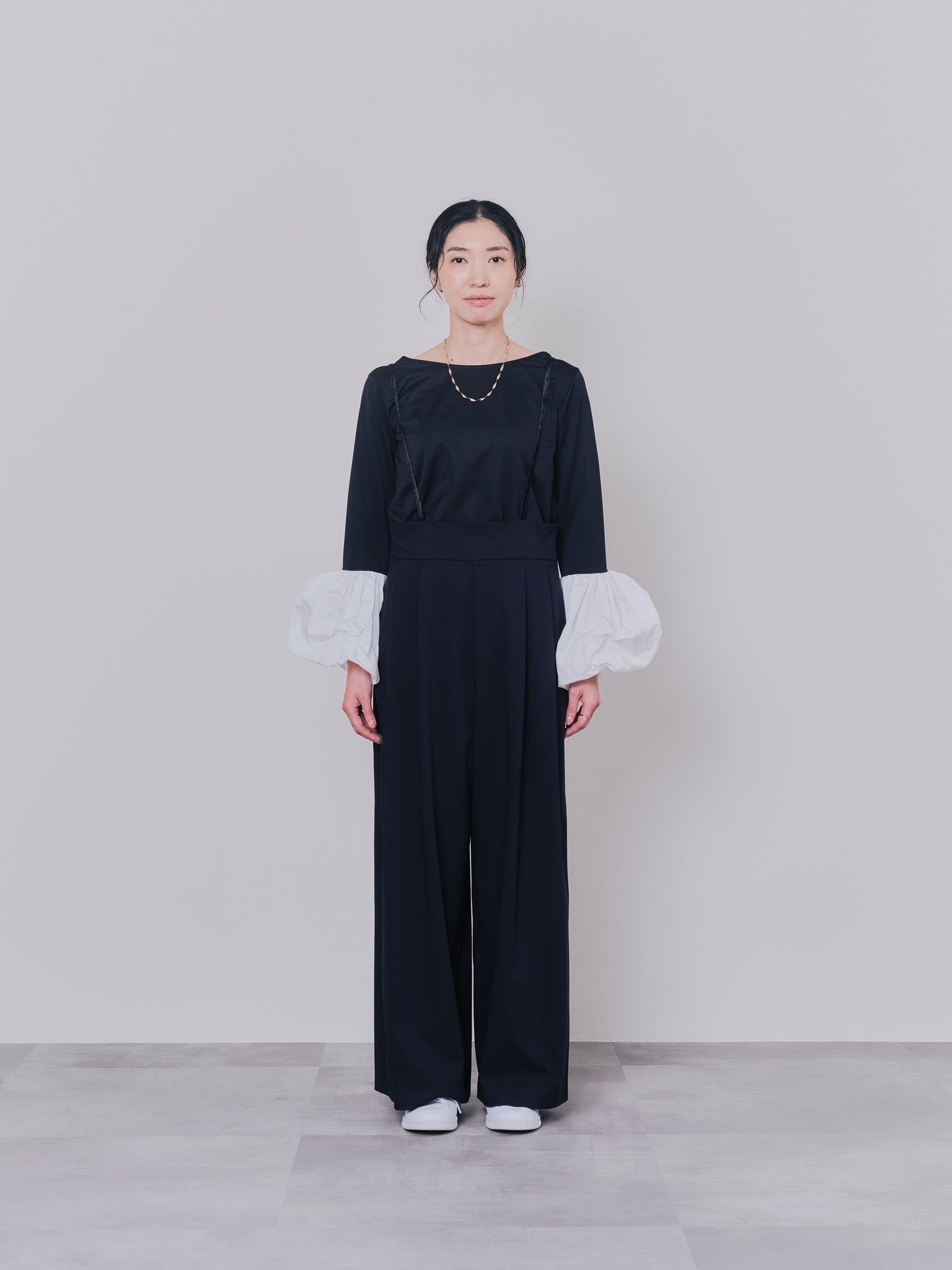 ベロアサスペンダー付パンツ [603332] black