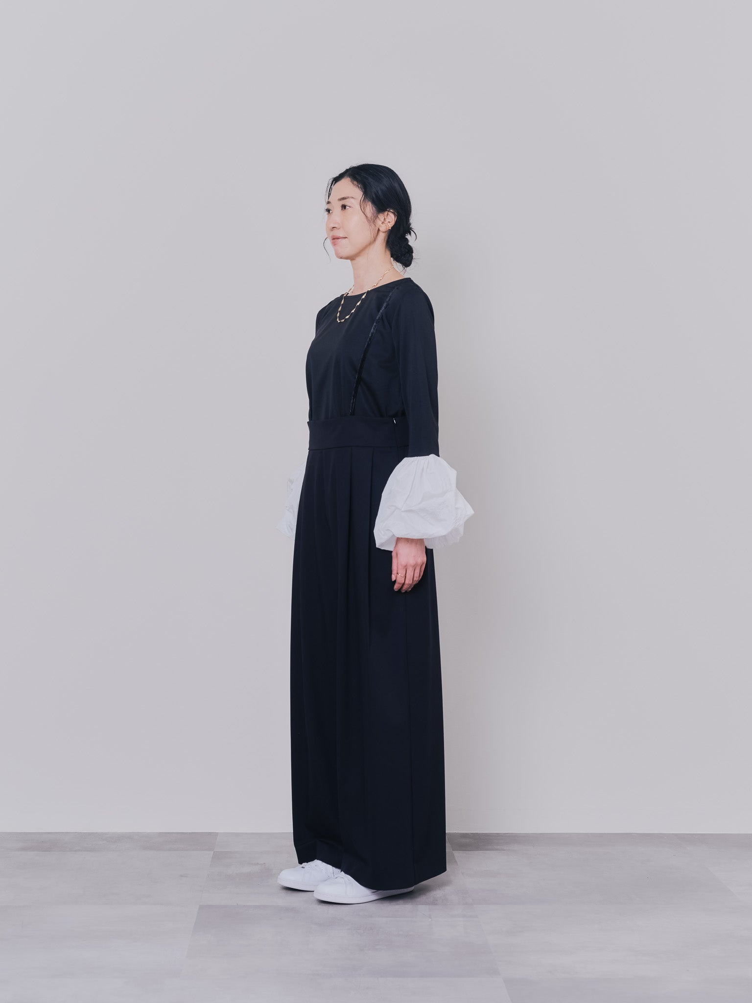 ベロアサスペンダー付パンツ [603332] black