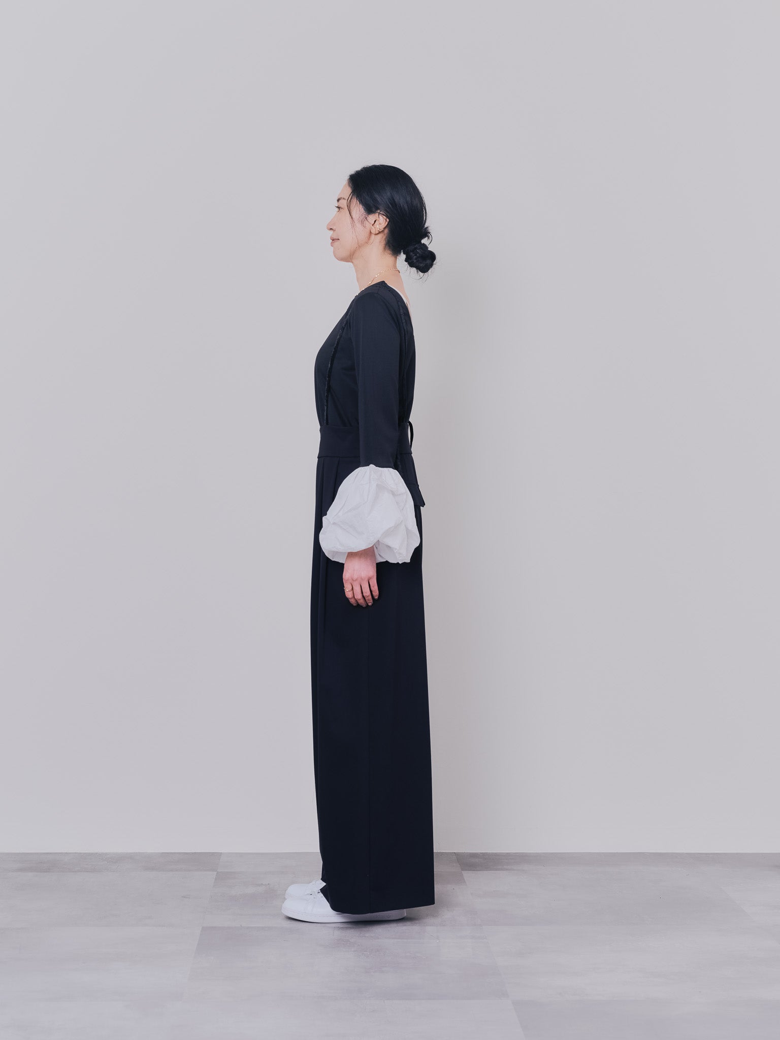 ベロアサスペンダー付パンツ [603332] black