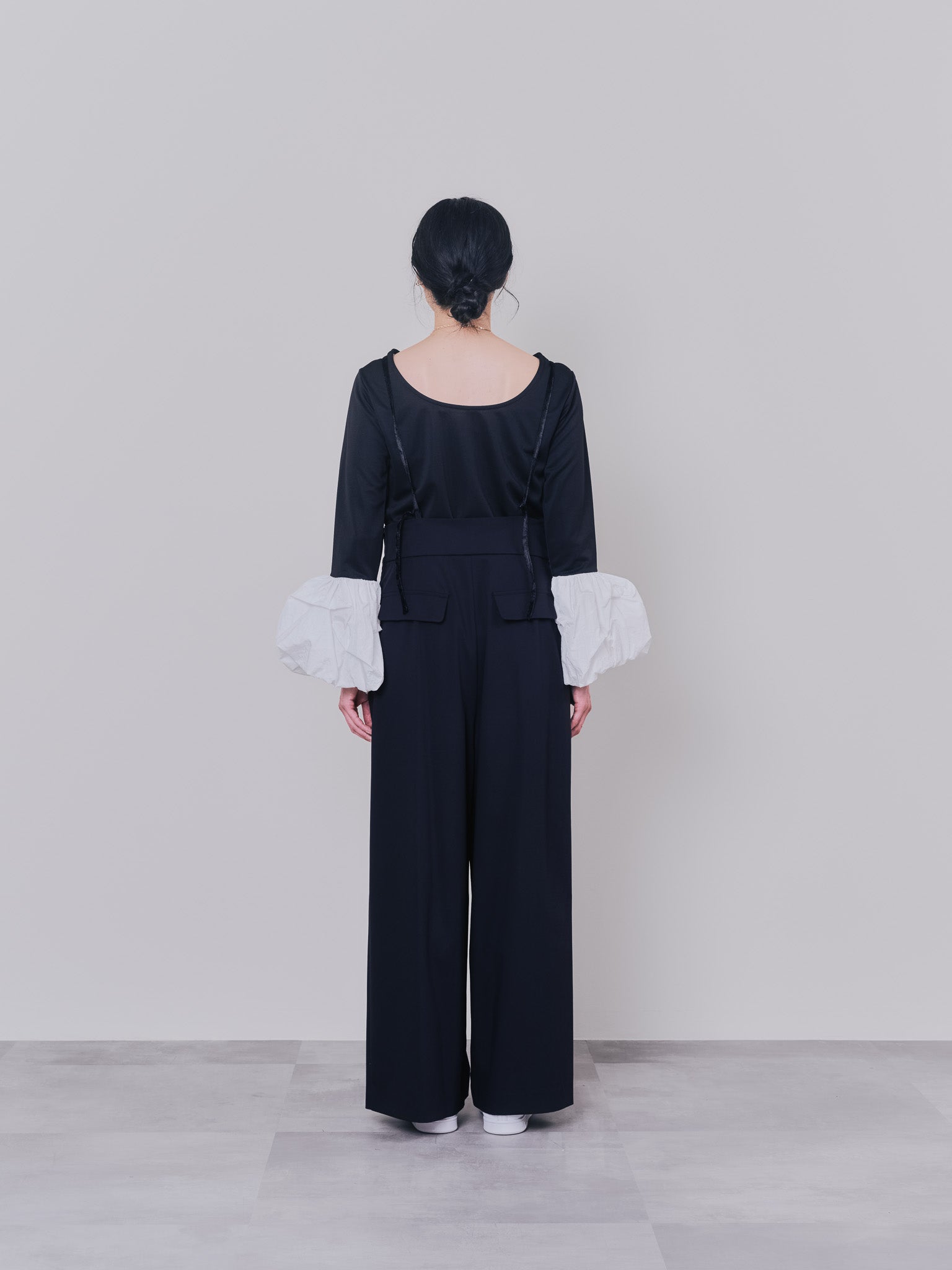 ベロアサスペンダー付パンツ [603332] black
