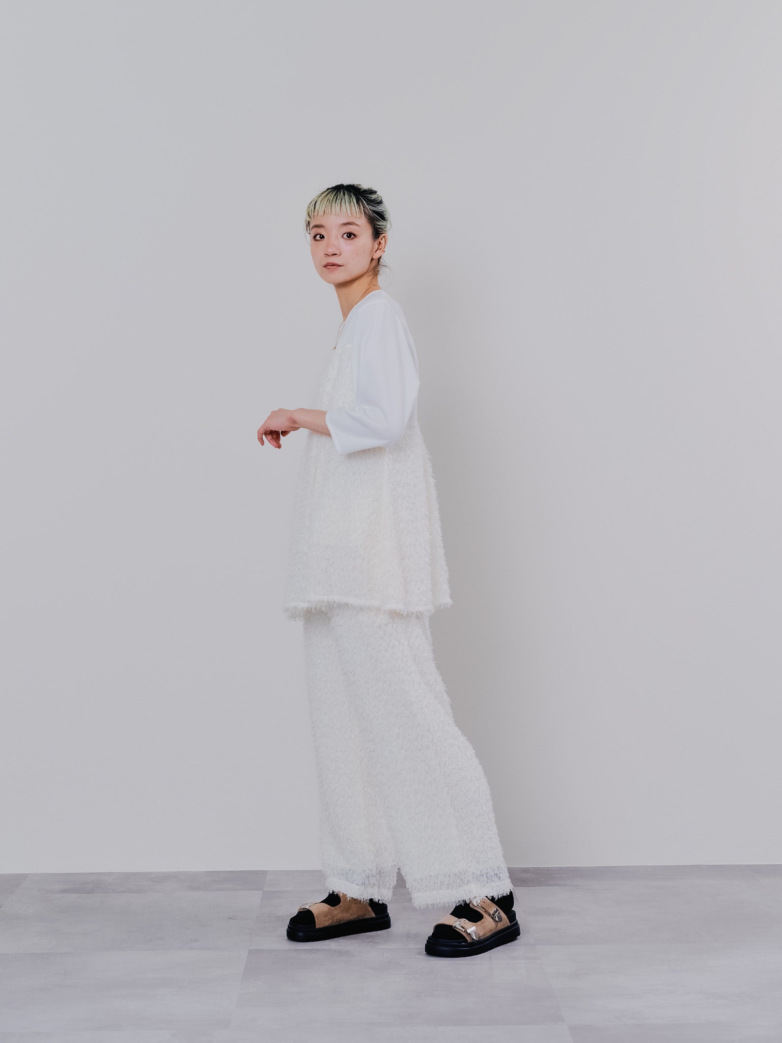 【SALE】フリンジジャガードビスチェレイヤードライクトップス [601380] off