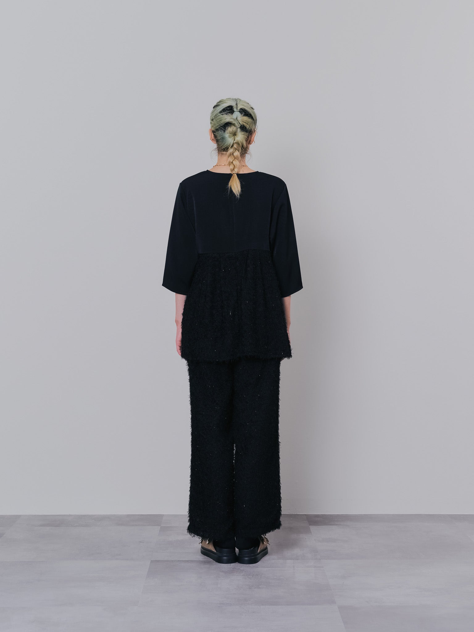 フリンジジャガードパンツ [601381] black