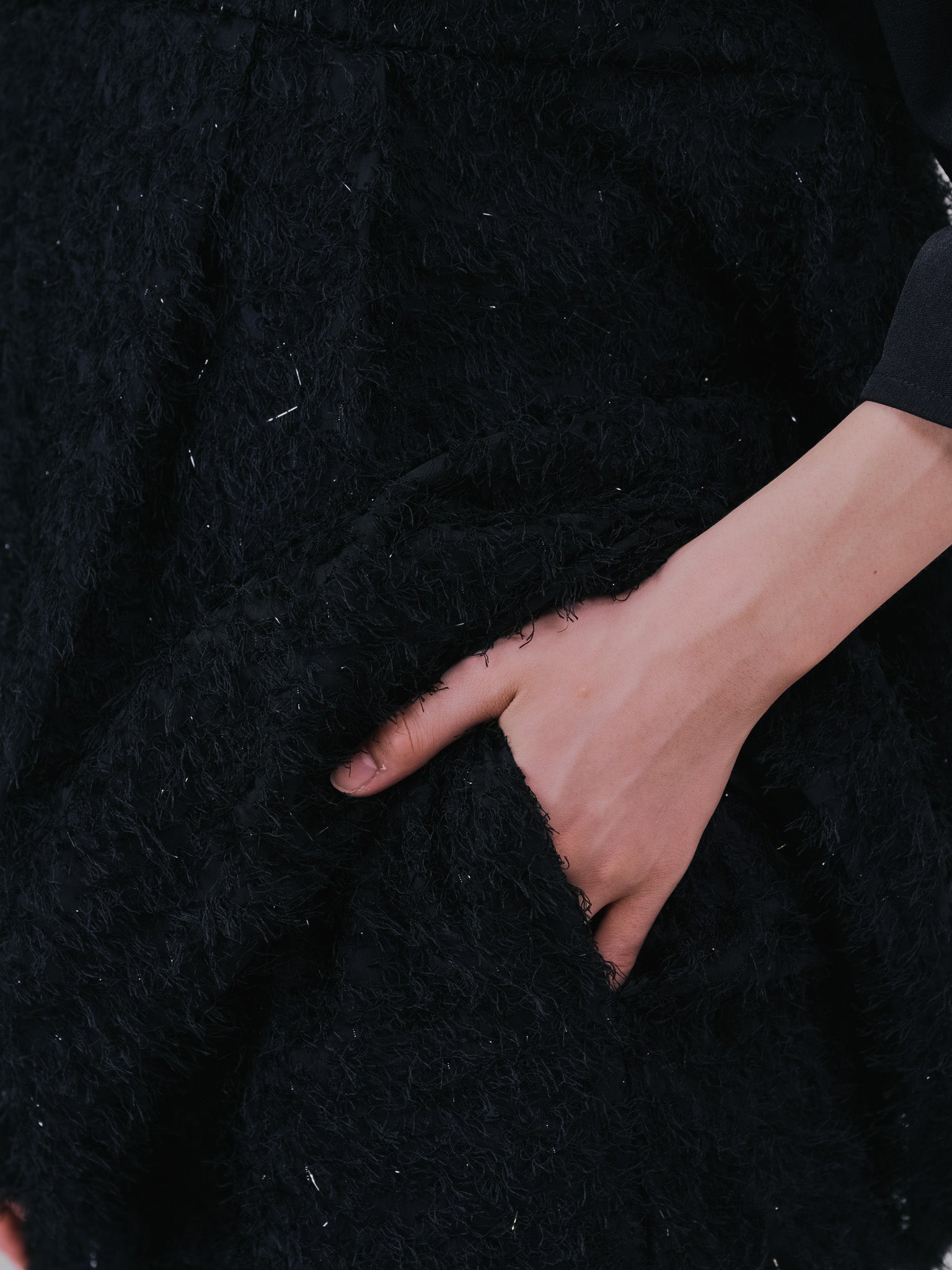 フリンジジャガードパンツ [601381] black
