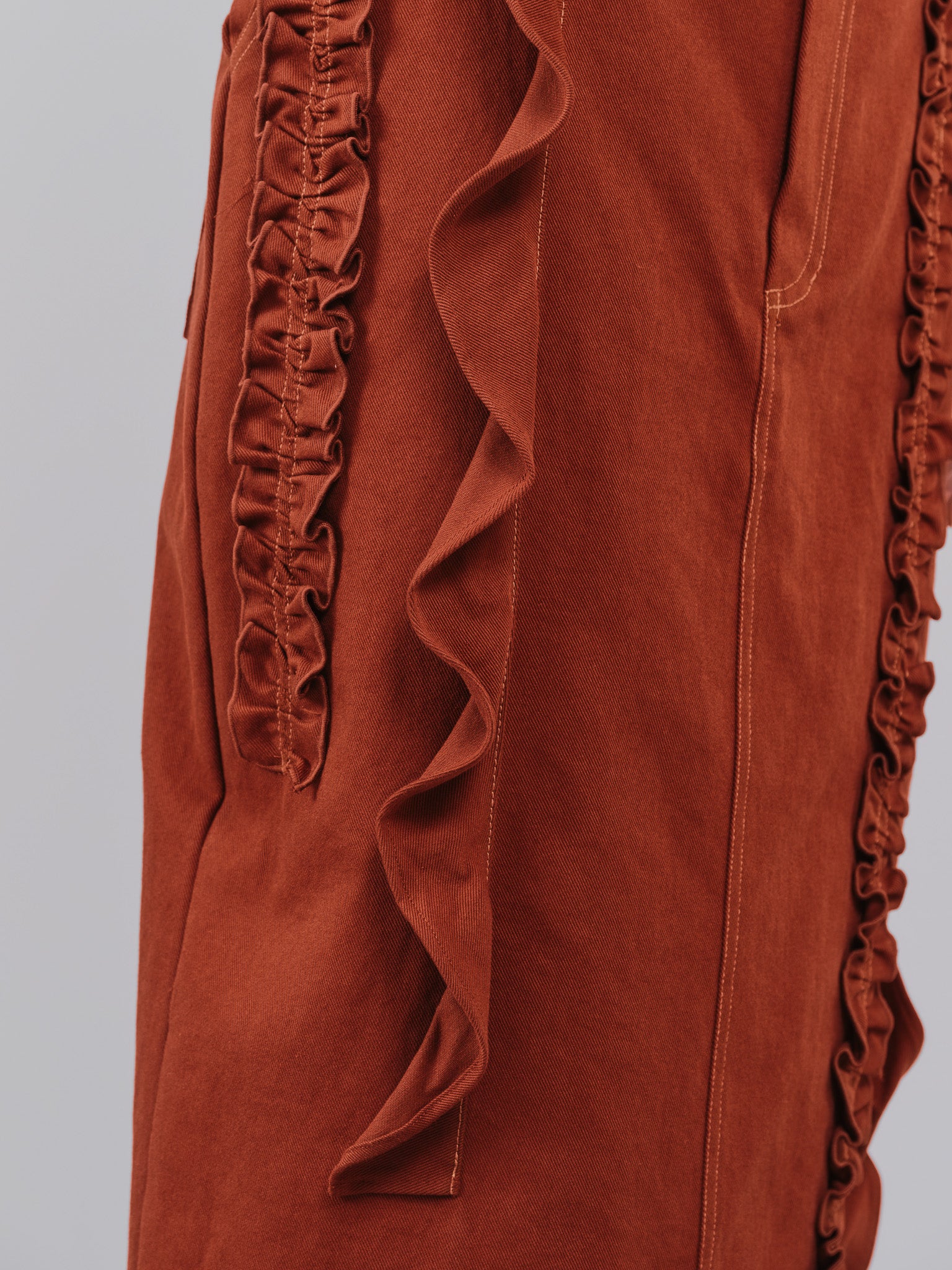 ミックスフリルカツラギタイトスカート [601358] red brown
