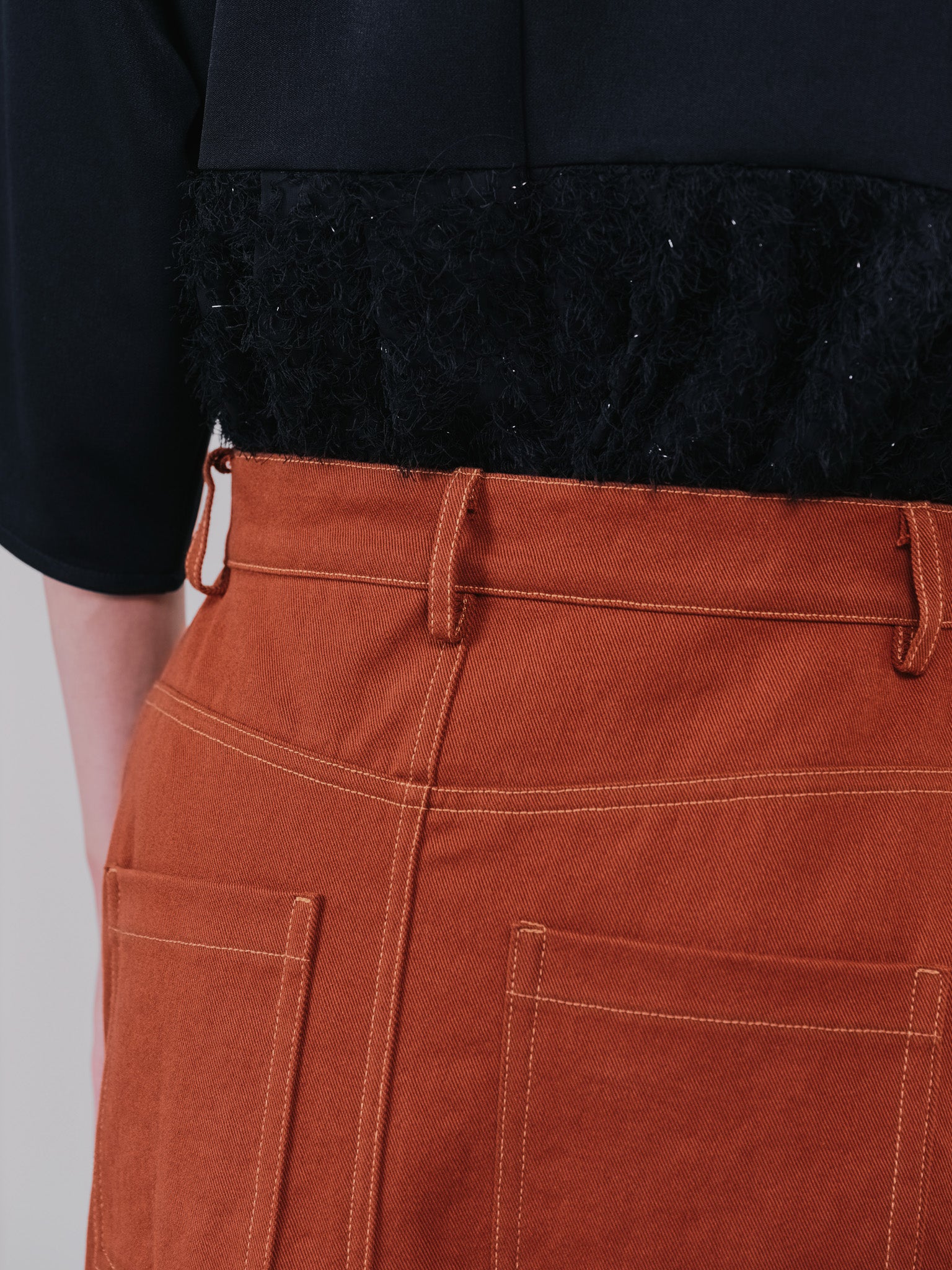 ミックスフリルカツラギタイトスカート [601358] red brown
