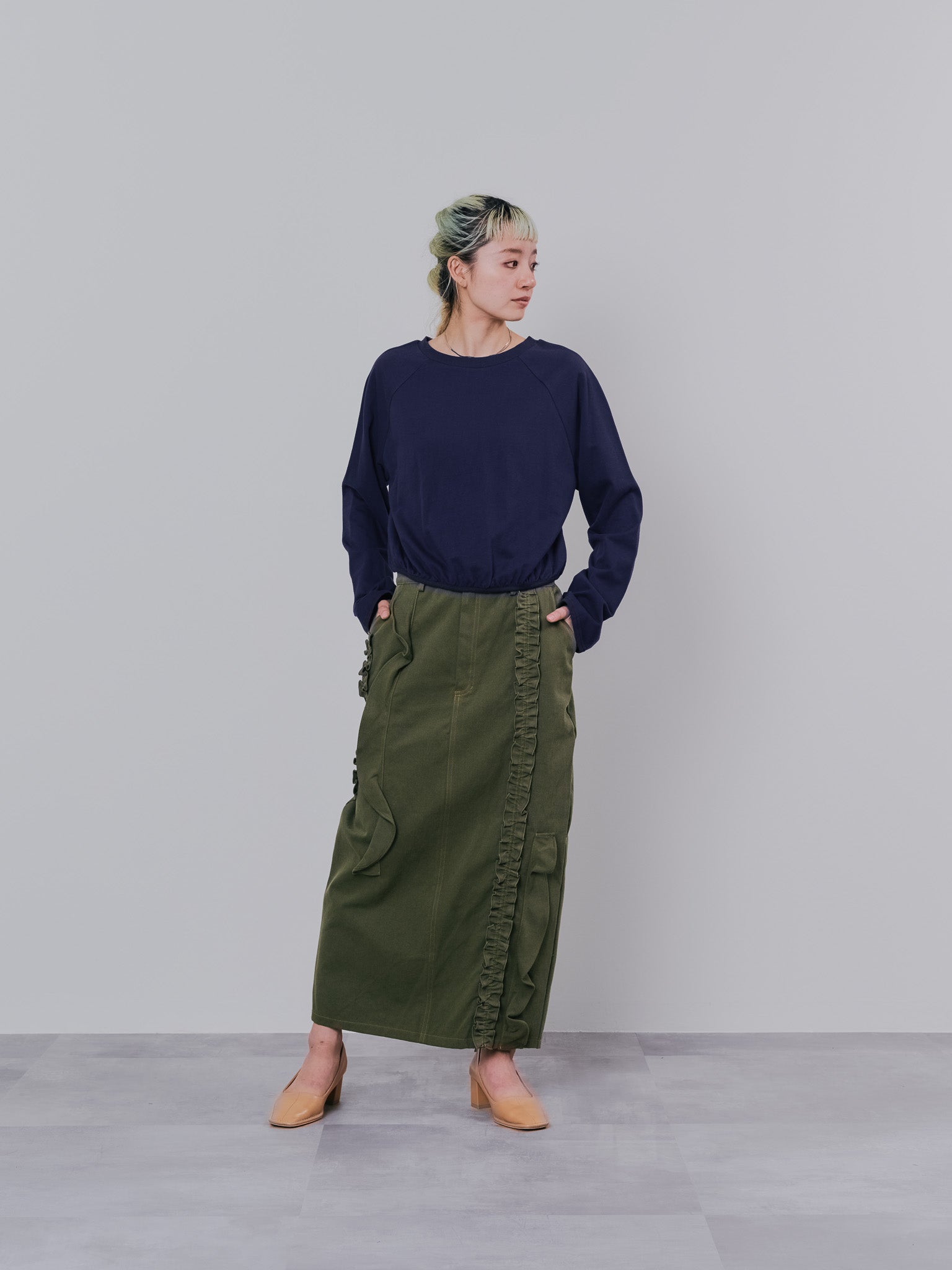 バックストライプトップス [601353] navy