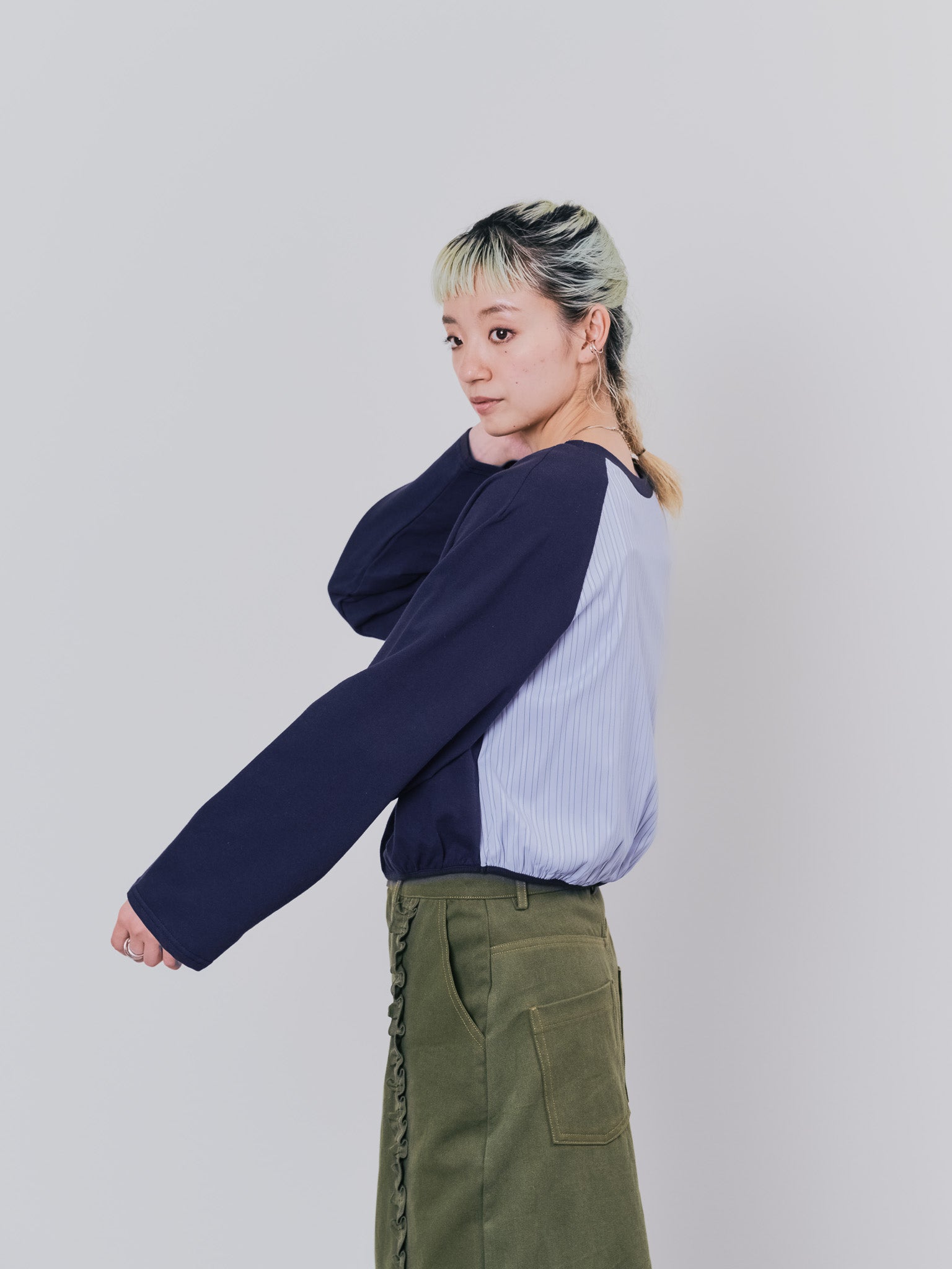 バックストライプトップス [601353] navy