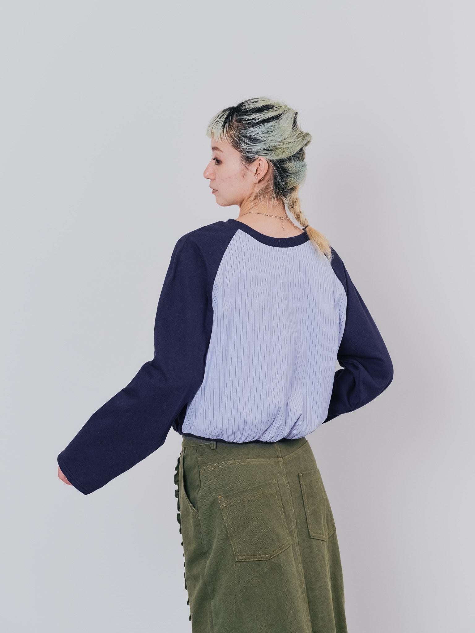 バックストライプトップス [601353] navy