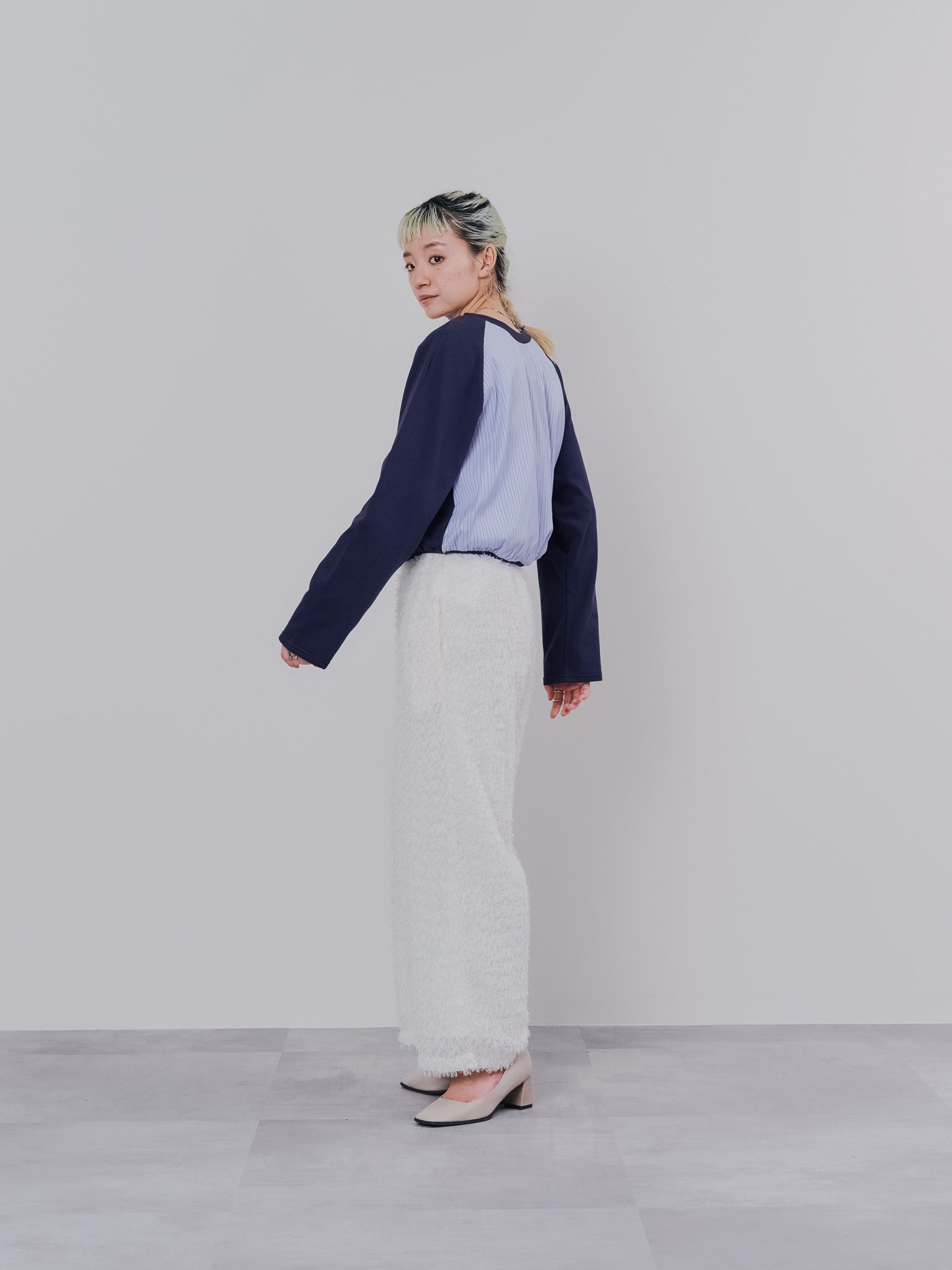 バックストライプトップス [601353] navy