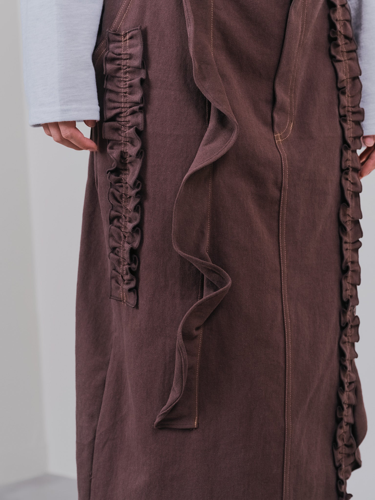 ミックスフリルカツラギタイトスカート [601358] brown