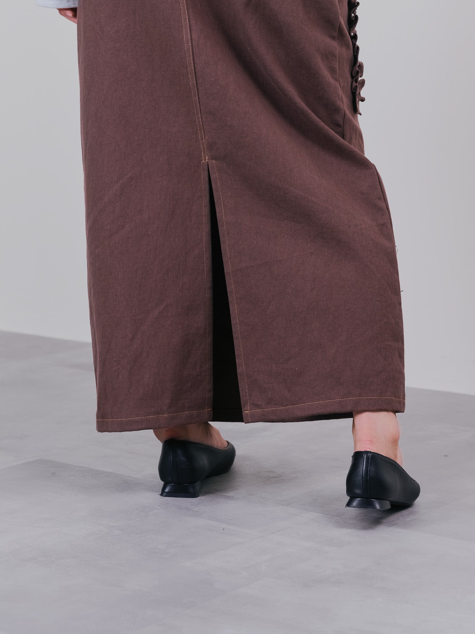 ミックスフリルカツラギタイトスカート [601358] brown