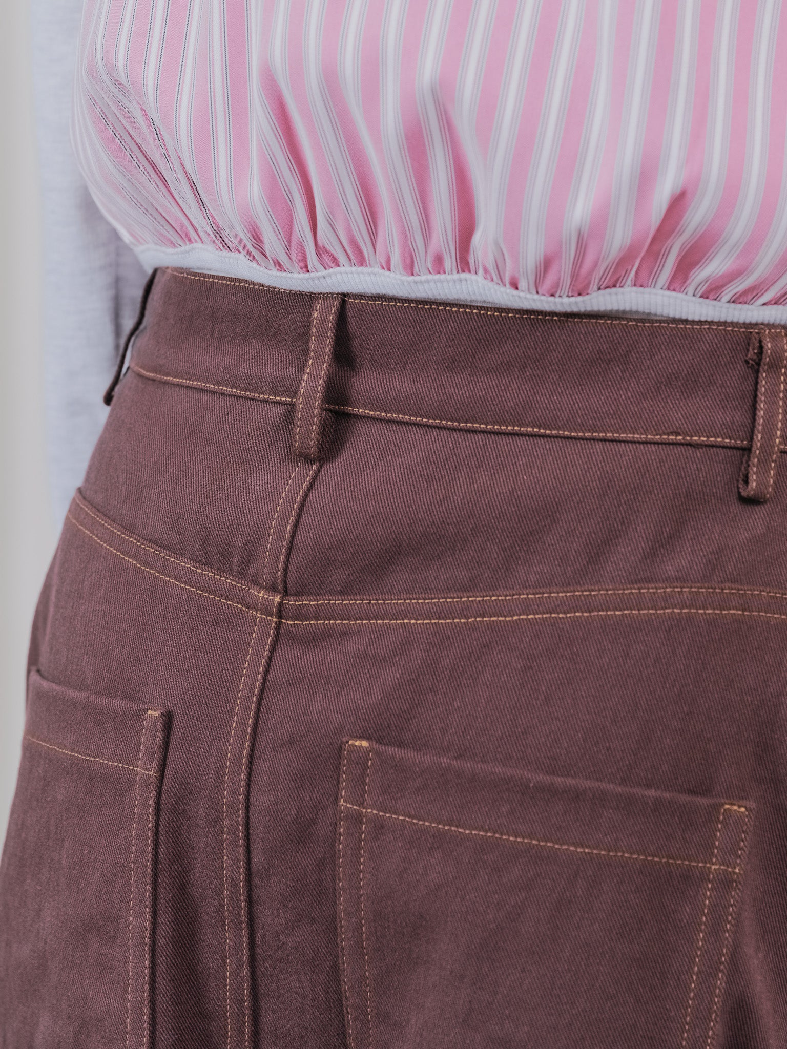 ミックスフリルカツラギタイトスカート [601358] brown