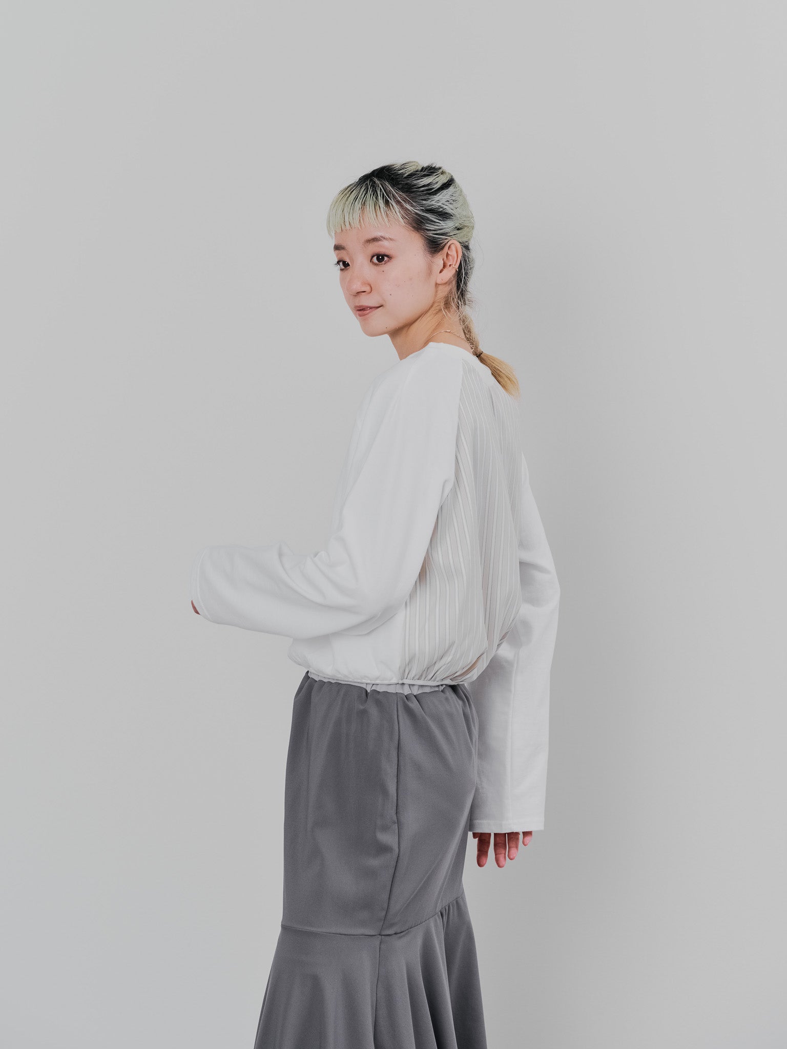 バックストライプトップス [601353] ivory