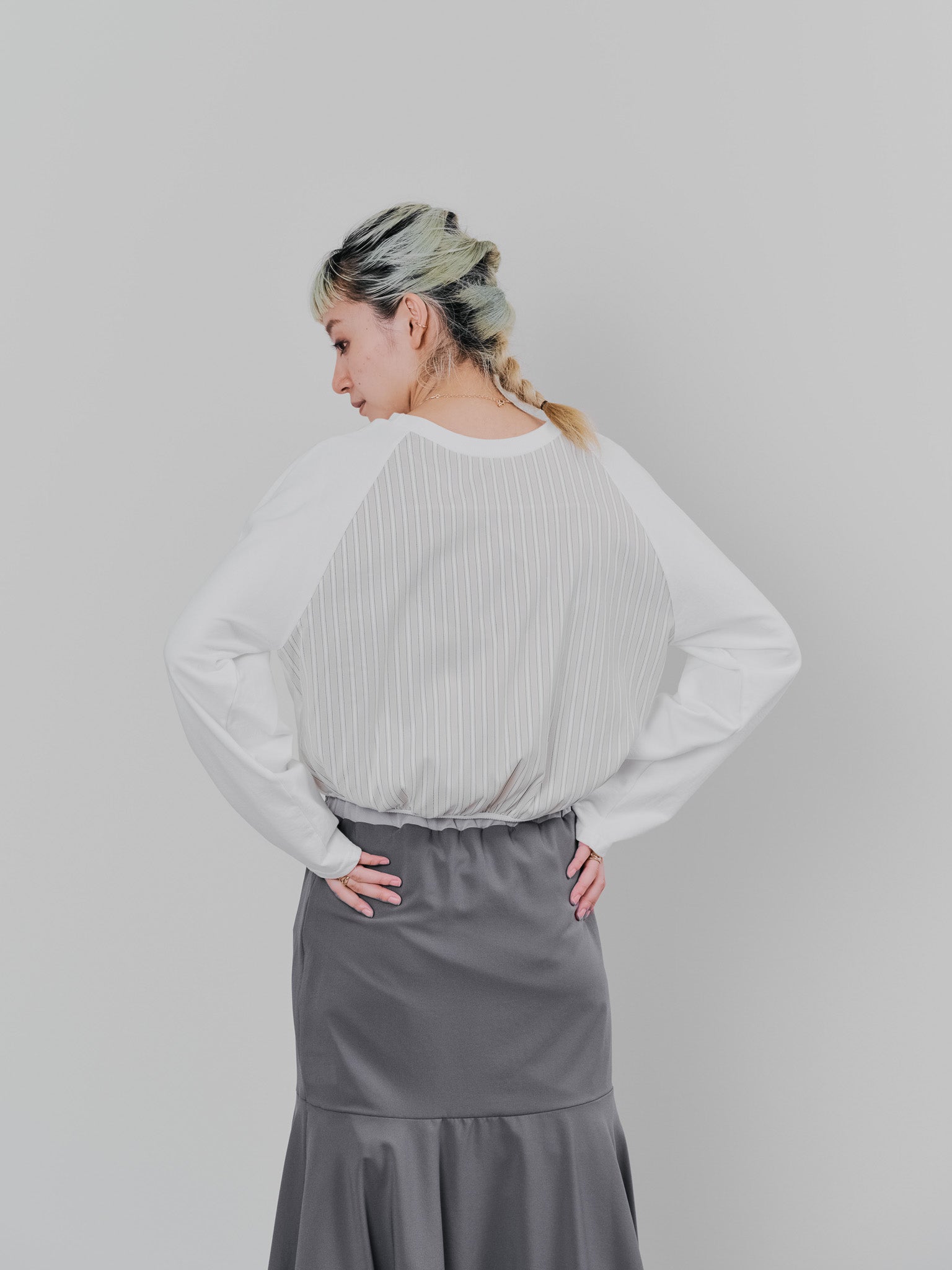 バックストライプトップス [601353] ivory