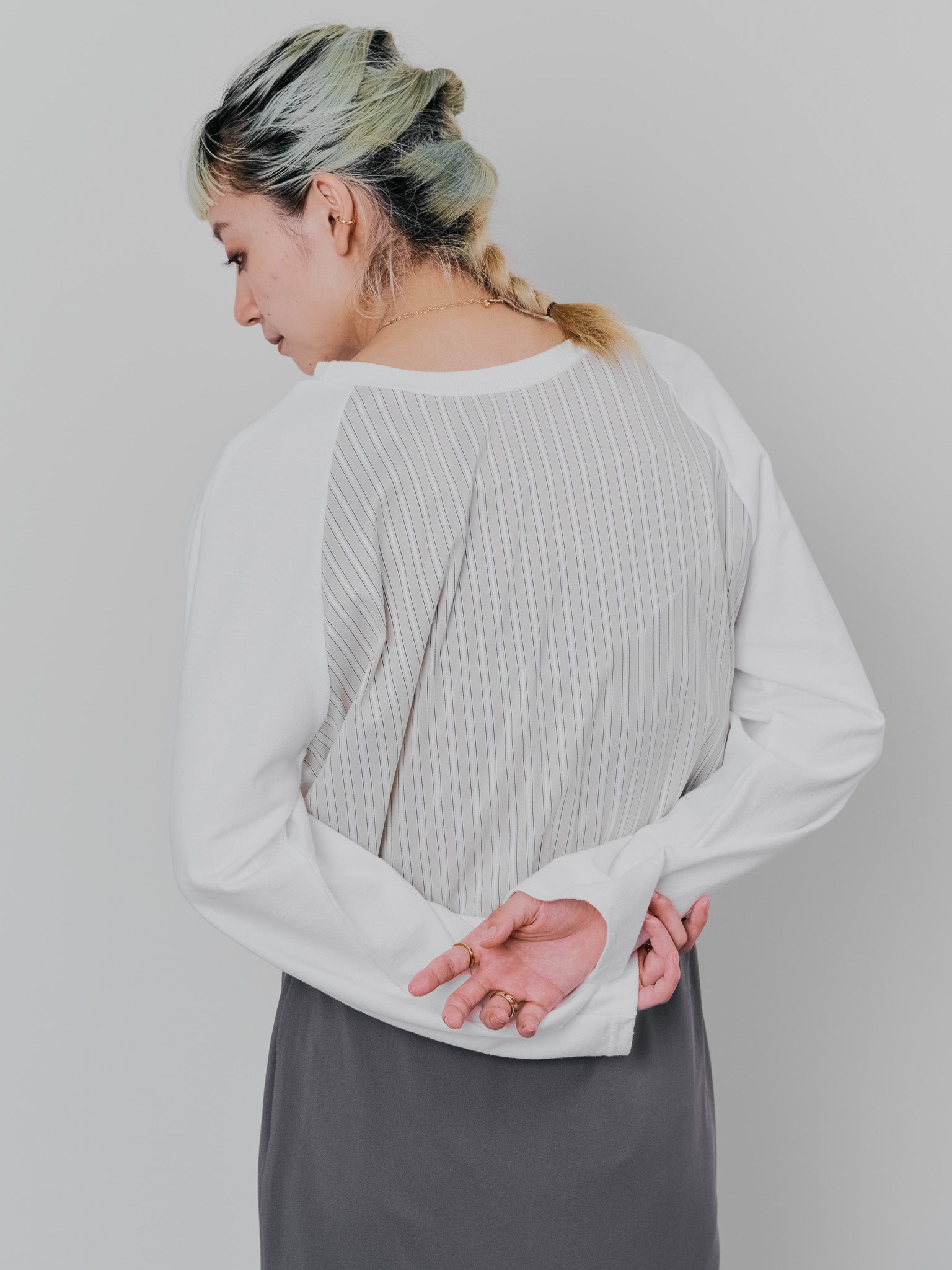 バックストライプトップス [601353] ivory