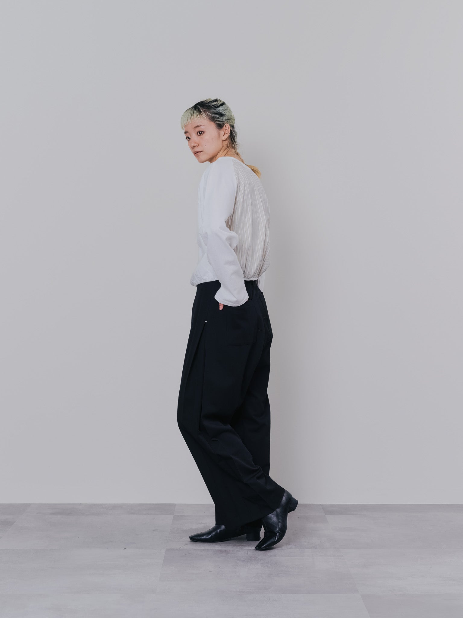 バックストライプトップス [601353] ivory