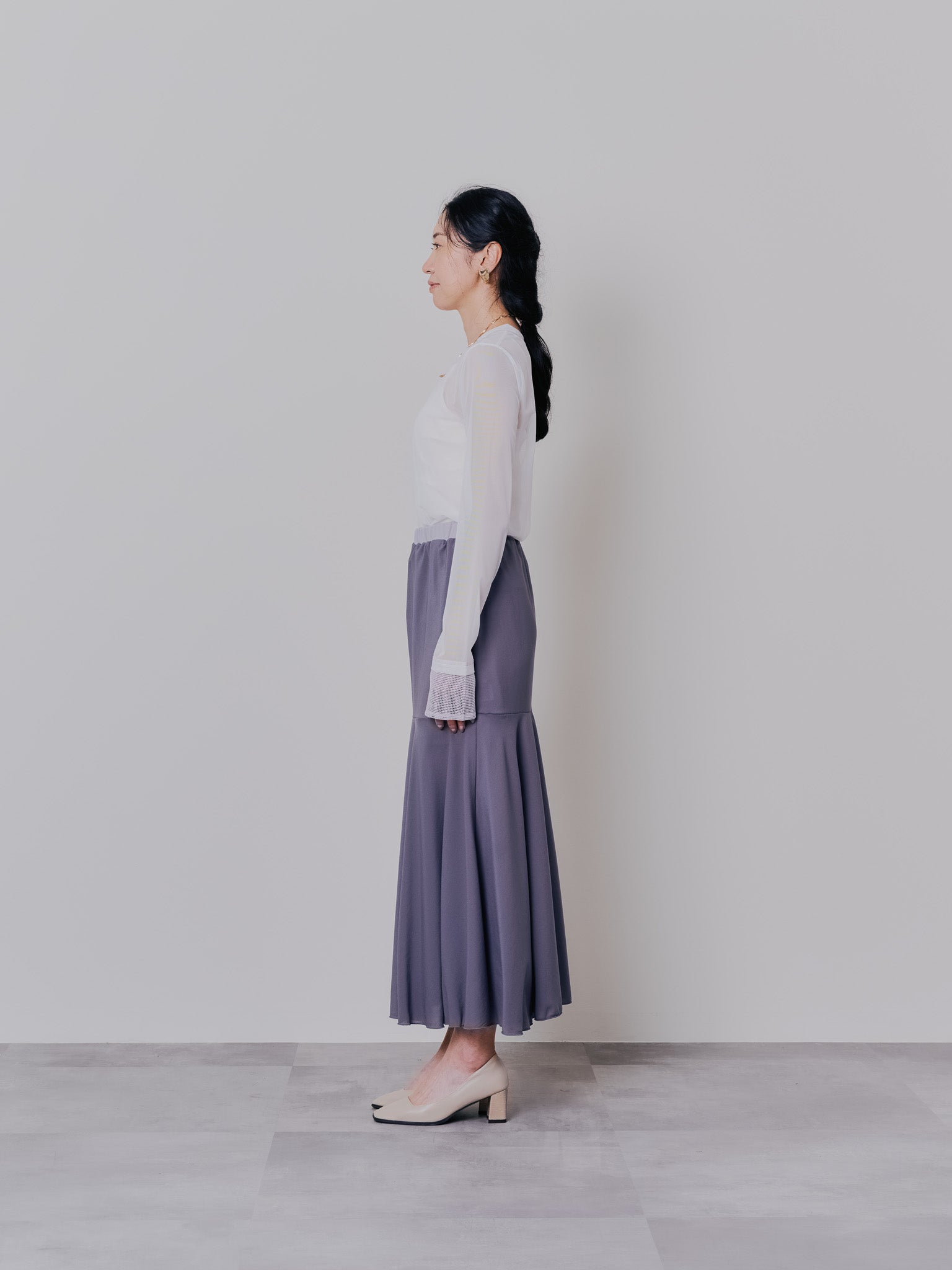 スリーブメッシュ配色ステッチシアートップス [601352] off