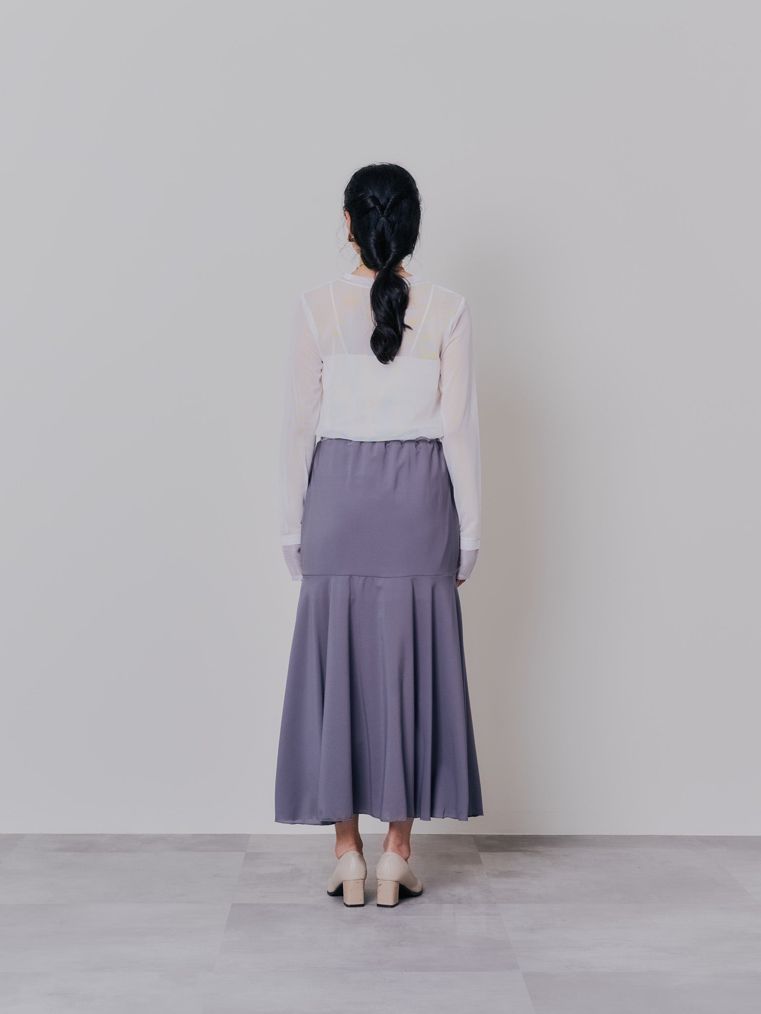 スリーブメッシュ配色ステッチシアートップス [601352] off
