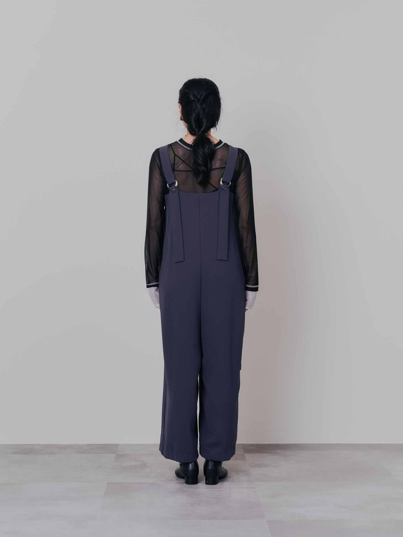 スリーブメッシュ配色ステッチシアートップス [601352] black